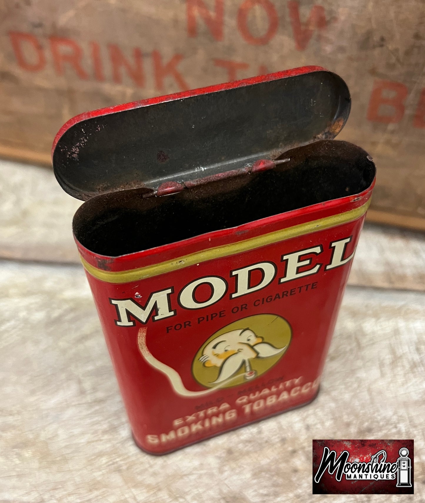 Vtg. MODEL Smoking Tobacco Pocket Tin - Free Shipping!