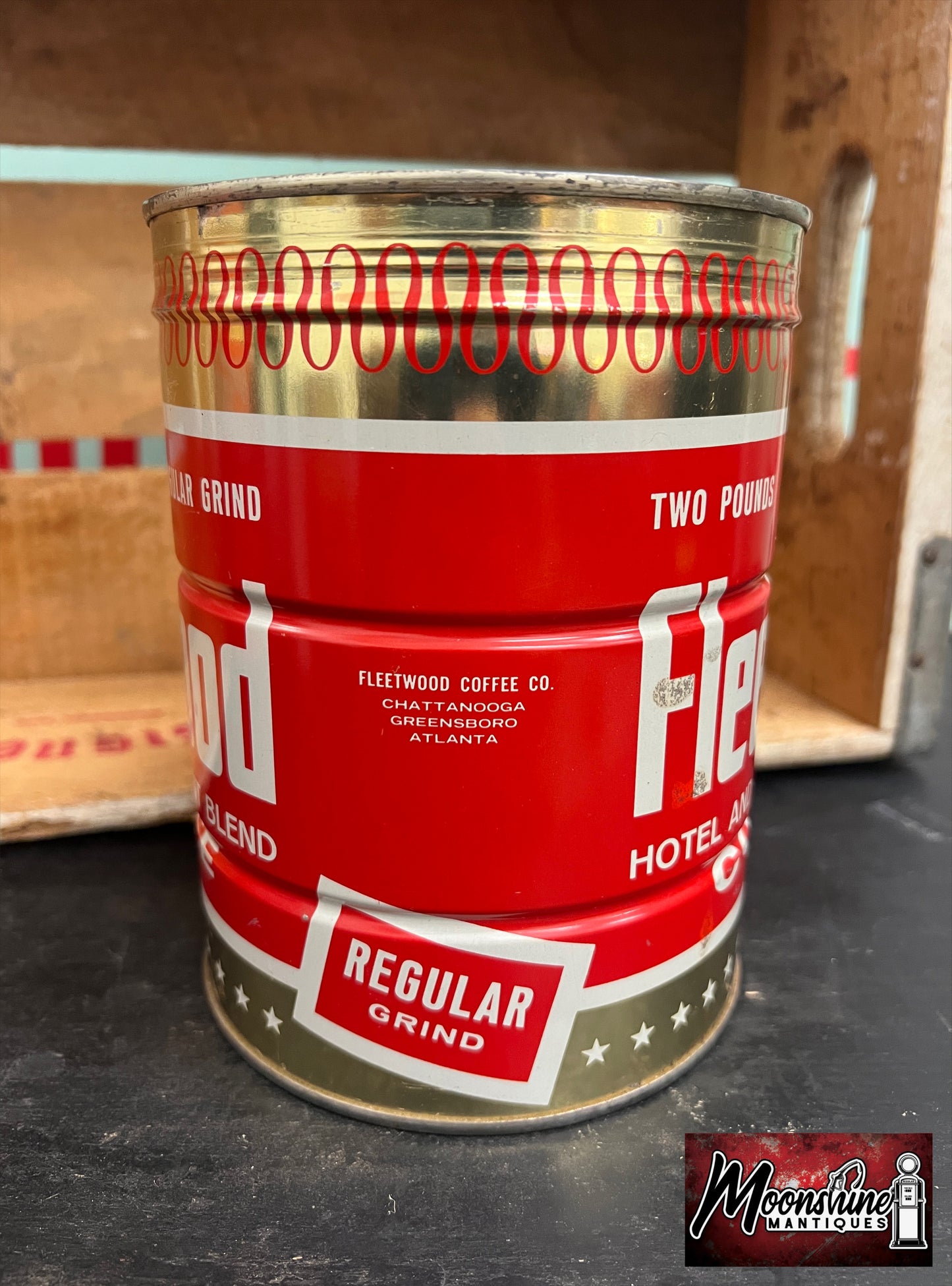RARE - Vtg. FLEETWOOD COFFEE Tin Can - Unopened w/ Key - Free Shipping!
