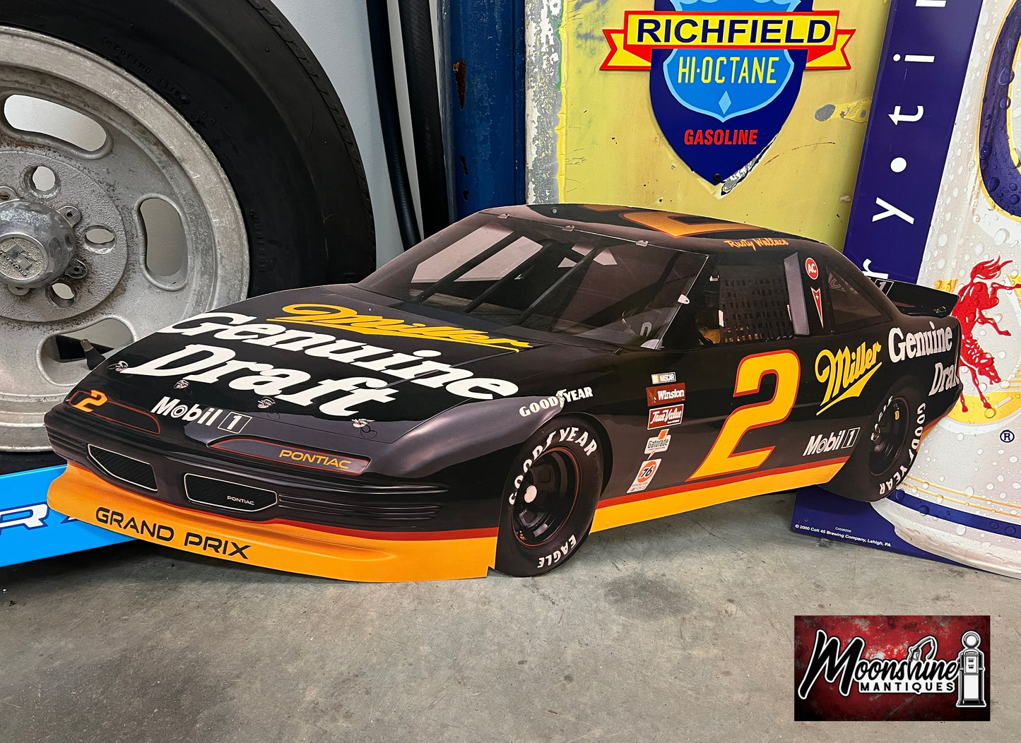 Vtg. 1990's MILLER GENUINE DRAFT Beer Nascar Rusty Wallace Cardboard Sign - Free Shipping!