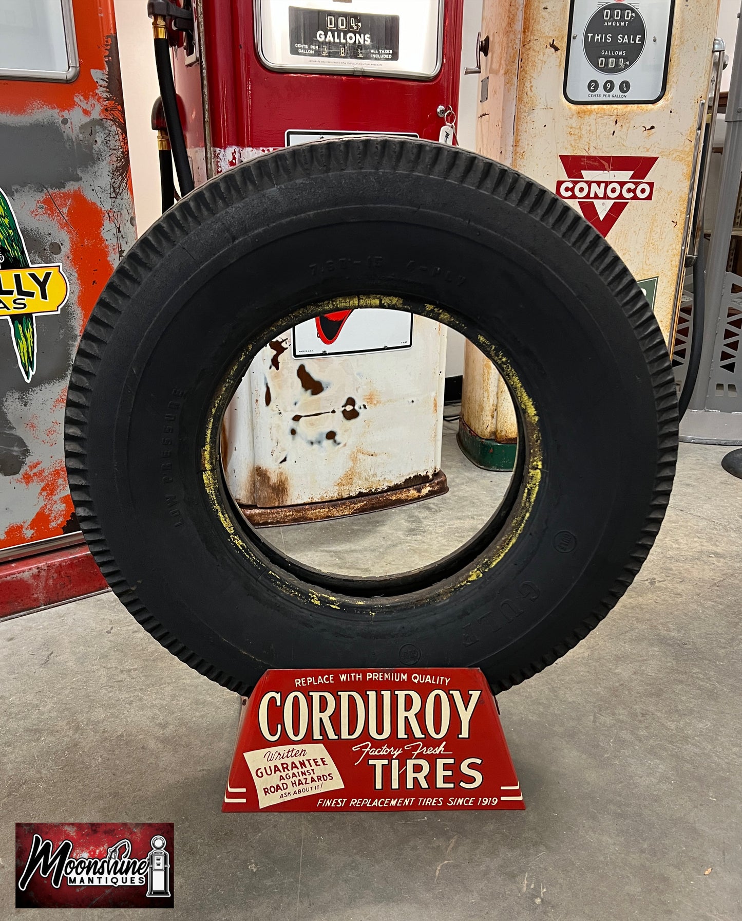 RARE 1940's CORDUROY TIRES Display Stand Rack Sign - Free Shipping!