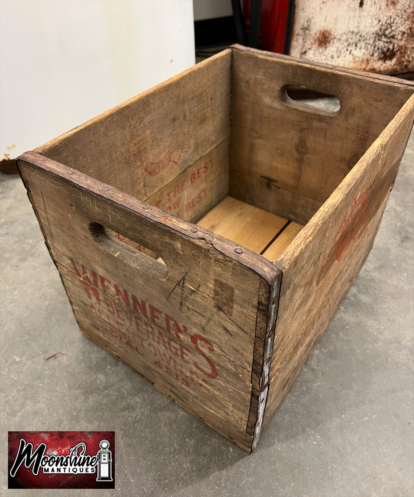 Vtg. 1940's WENNER'S BEVERAGES Wood Drink Bottle Crate - Free Shipping!