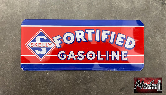 Original SKELLY FORTIFIED GASOLINE Gas Pump Ad Glass - Wayne 70 - Free Shipping!