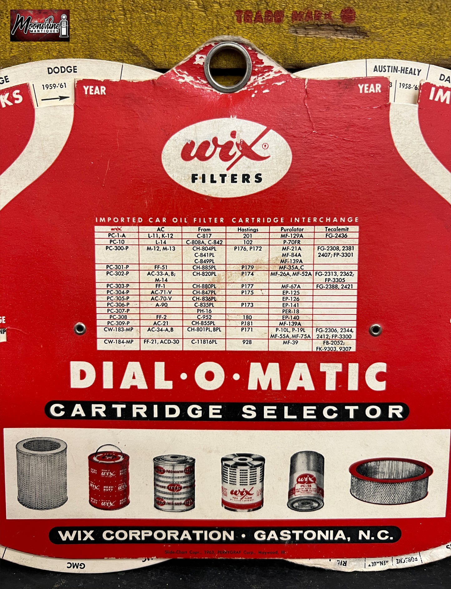 Vtg. 1960's WIX FILTERS Dial-O-Matic Cartridge Selector - Gastonia, NC - Free Shipping!