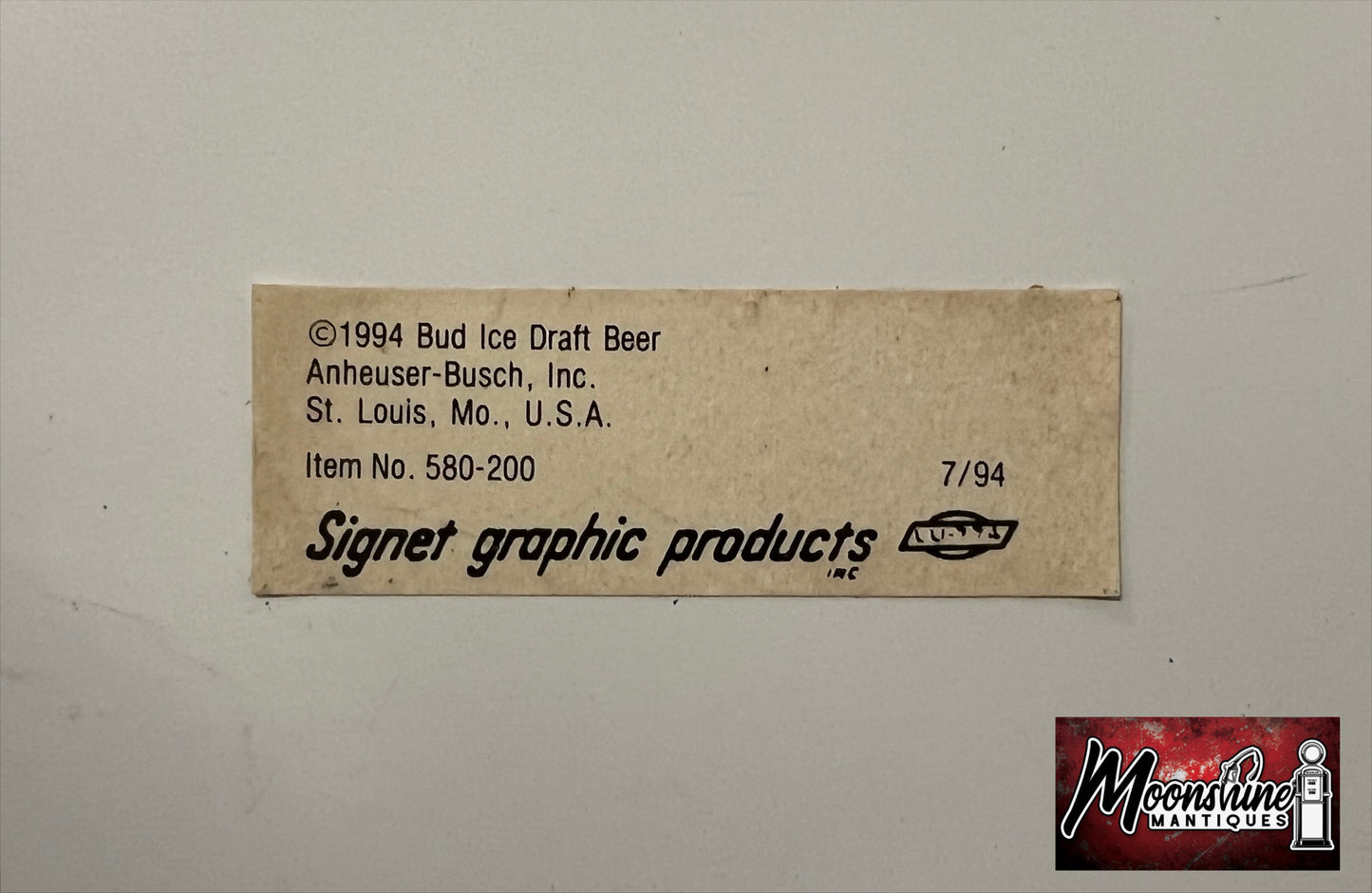 Vtg. 1990's BUDWEISER Bud Ice Light Beer Sign - Free Shipping!