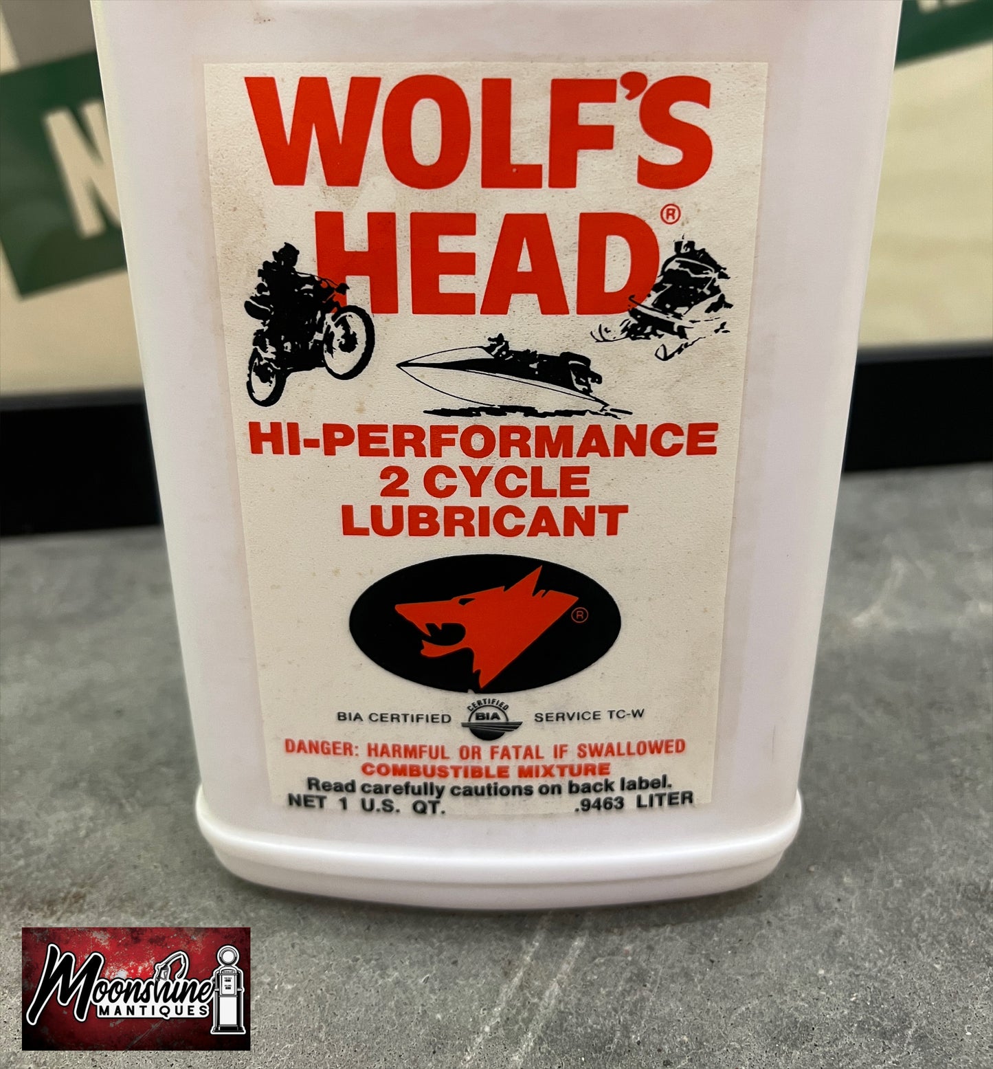 1960’s WOLF'S HEAD 2 Cycle Oil Bottle - Gas & Oil - Free Shipping!