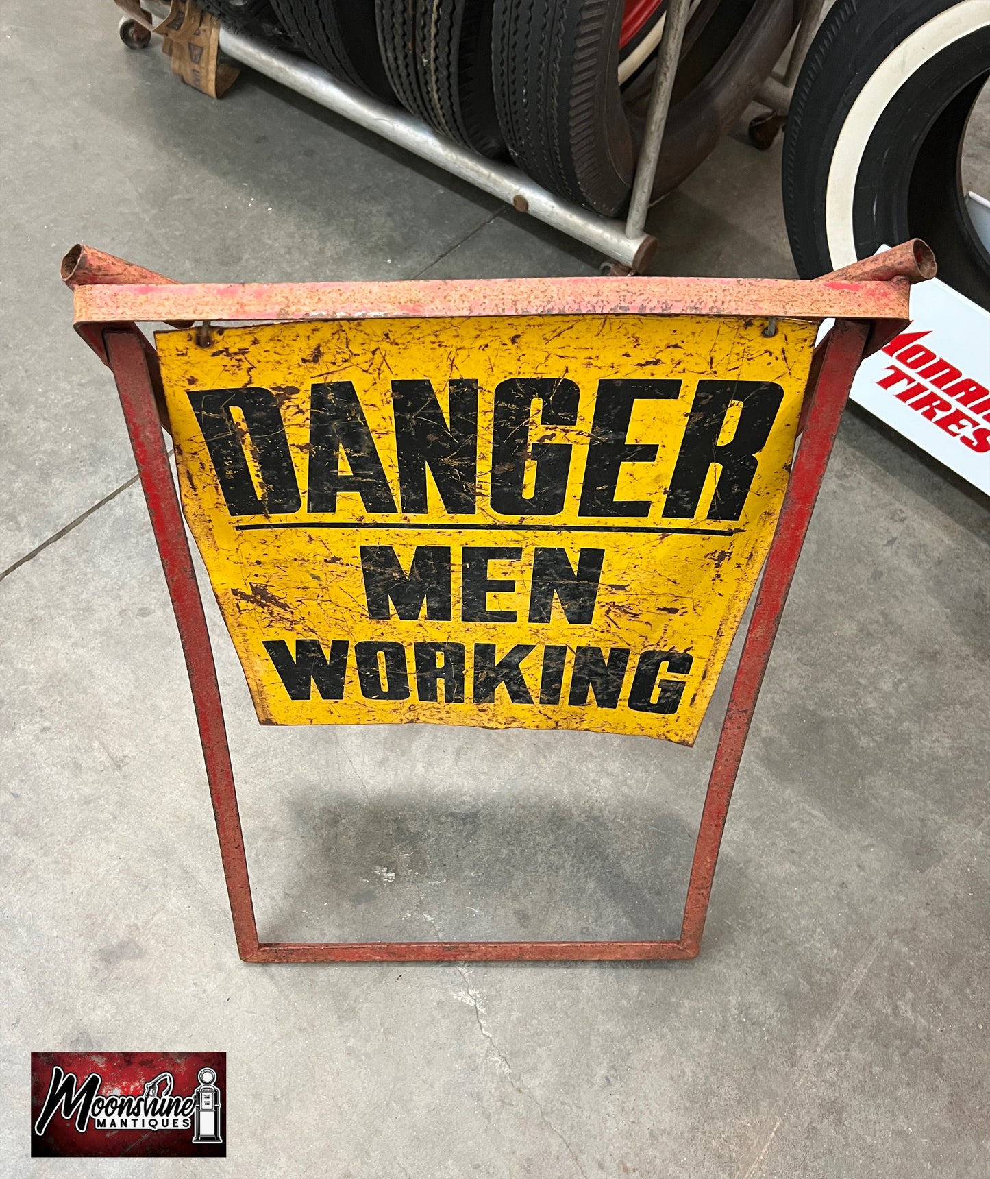 Vintage DANGER MEN WORKING Folding Construction Sign - Free Shipping!