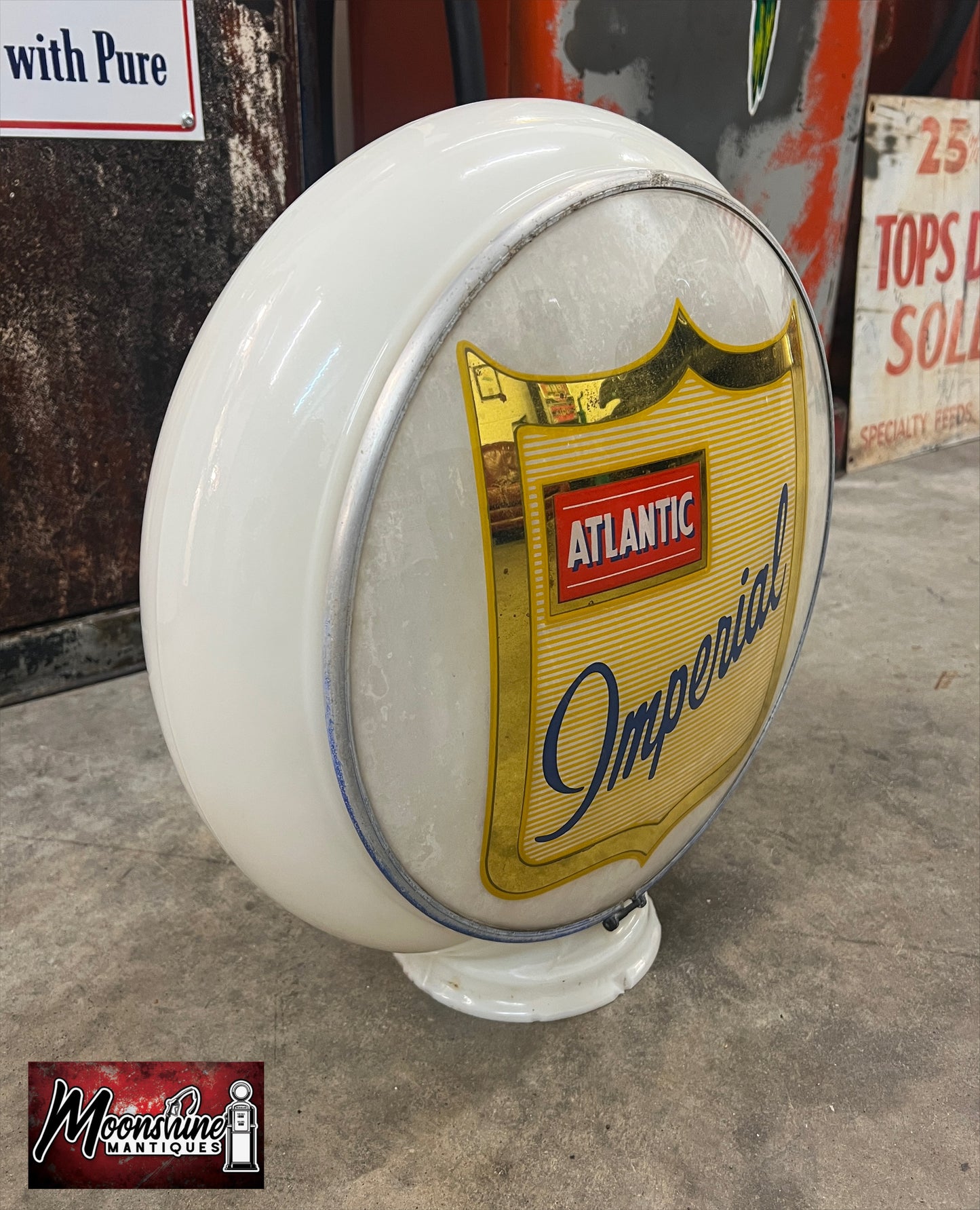 Vtg. Original ATLANTIC IMPERIAL Gas Pump Globe / Gill Body - Free Shipping!
