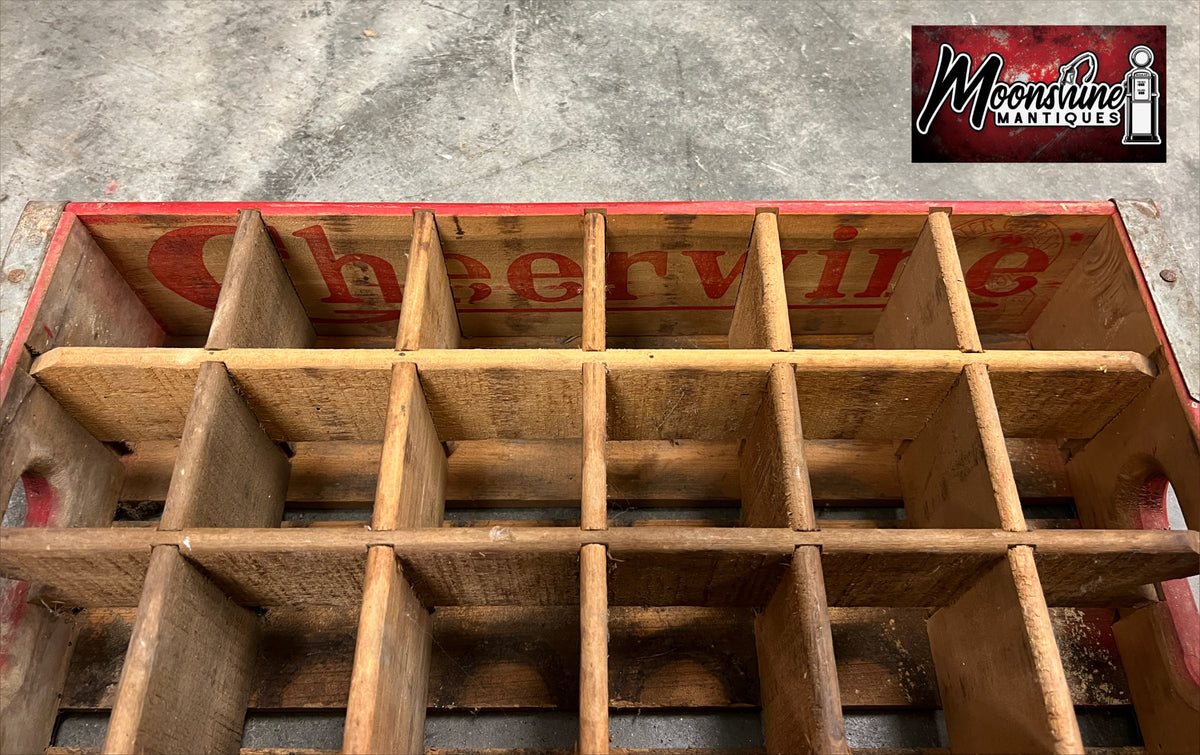 Vtg. CHEERWINE Drink Bottle Wooden Crate / Carrier - Free Shipping!