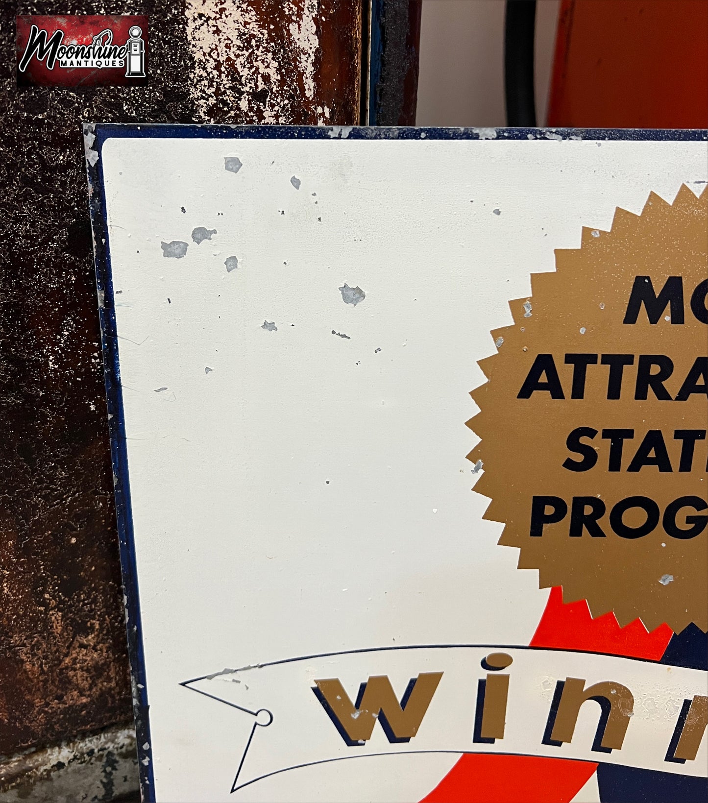 Vtg. SERVICE STATION Award Winner Sign - Gas & Oil - Free Shipping!