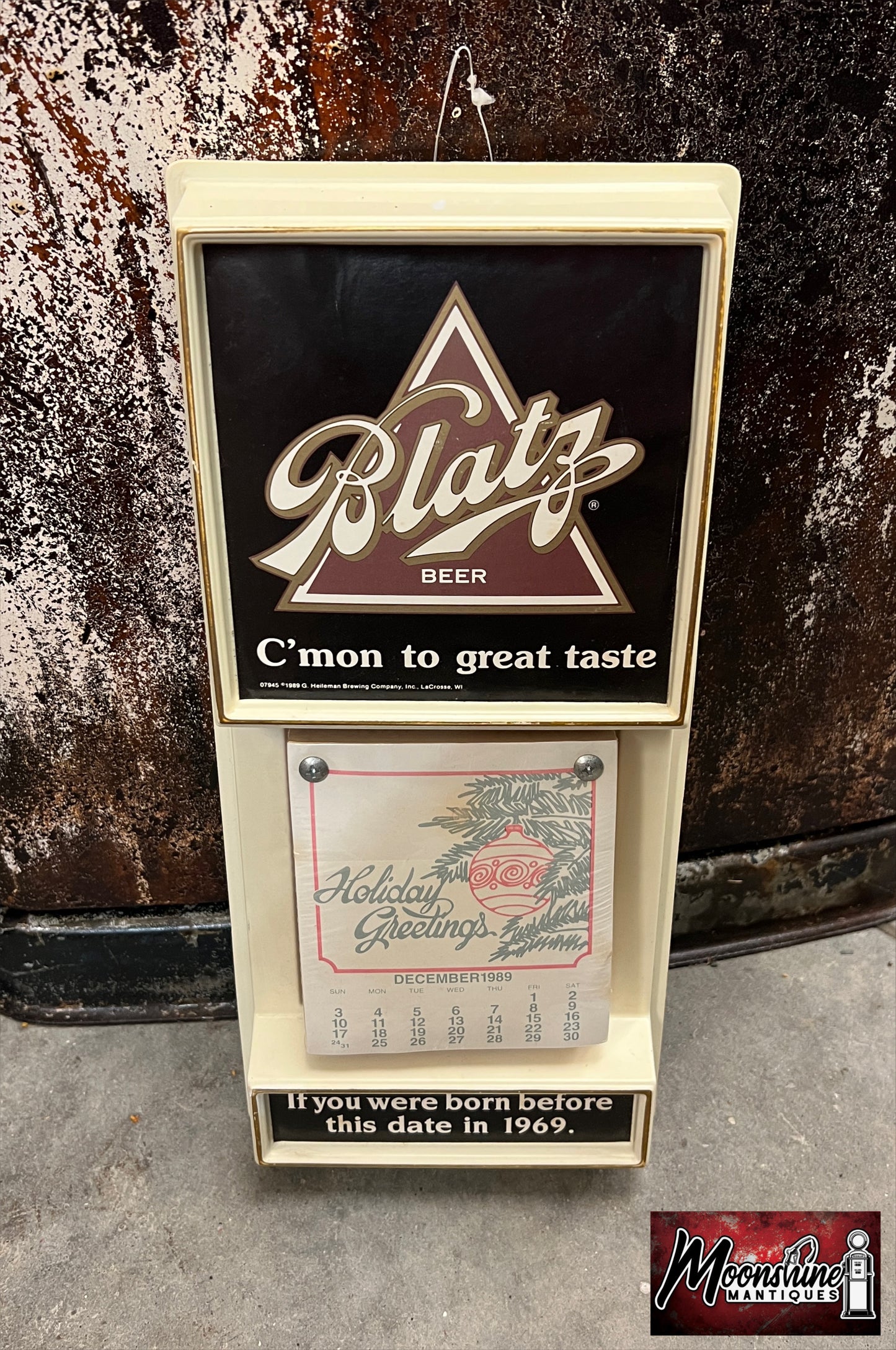 Vtg. 1989 BLATZ BEER Calendar Sign - Free Shipping!