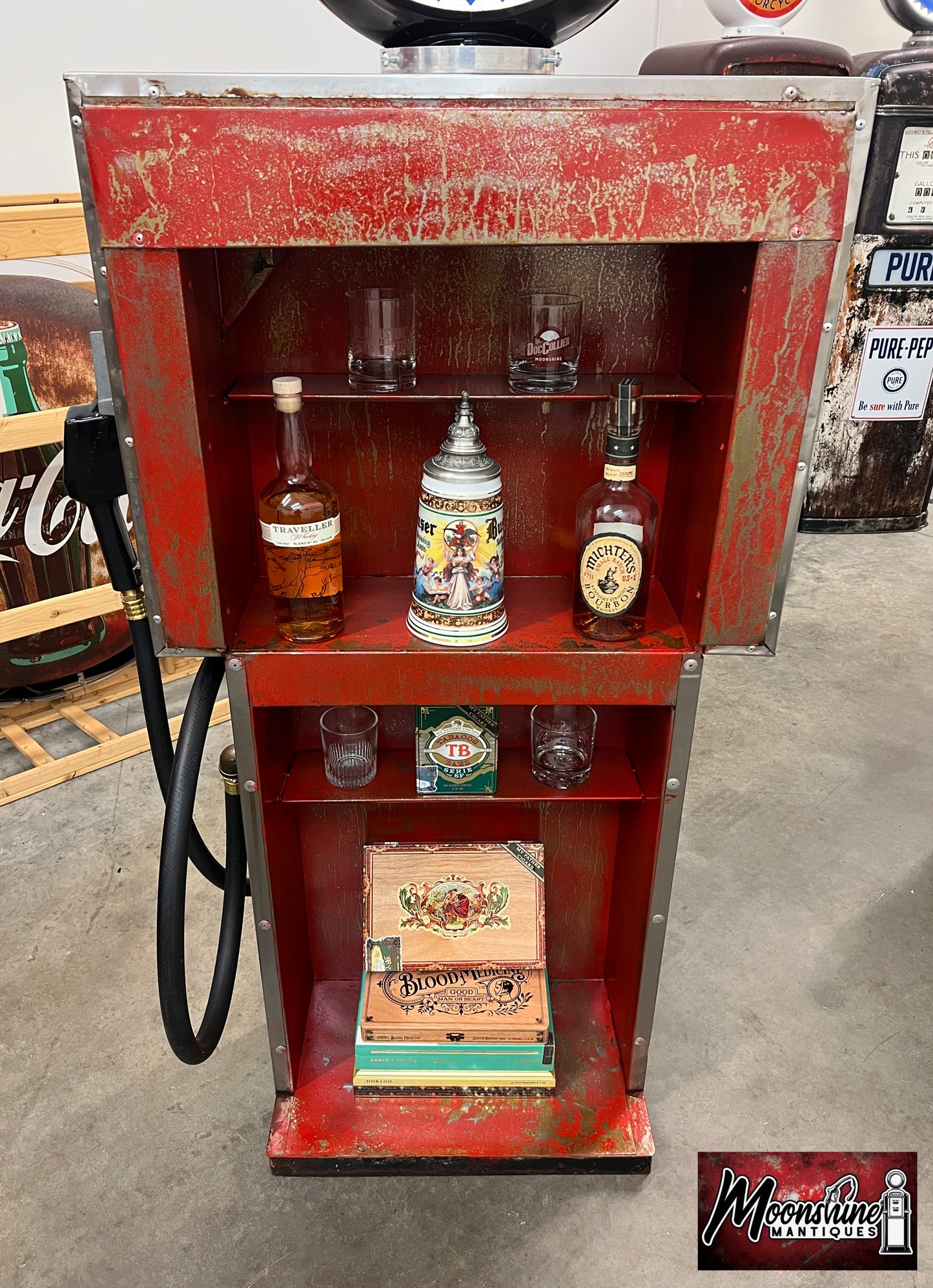 Rustoration 1960’s PURE Firebird Racing Gas Pump w/ Shelves - Mancave Decor - Free Shipping!