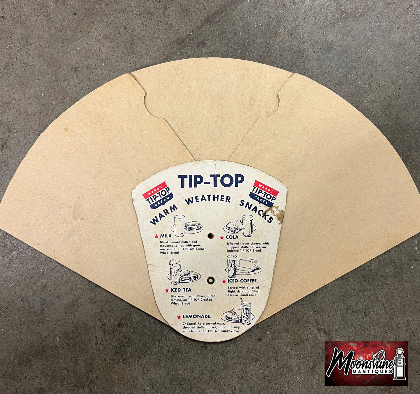 Vtg. Ward's TIP TOP BREAD Fold Out Hand Held Advertising Fan - Free Shipping!