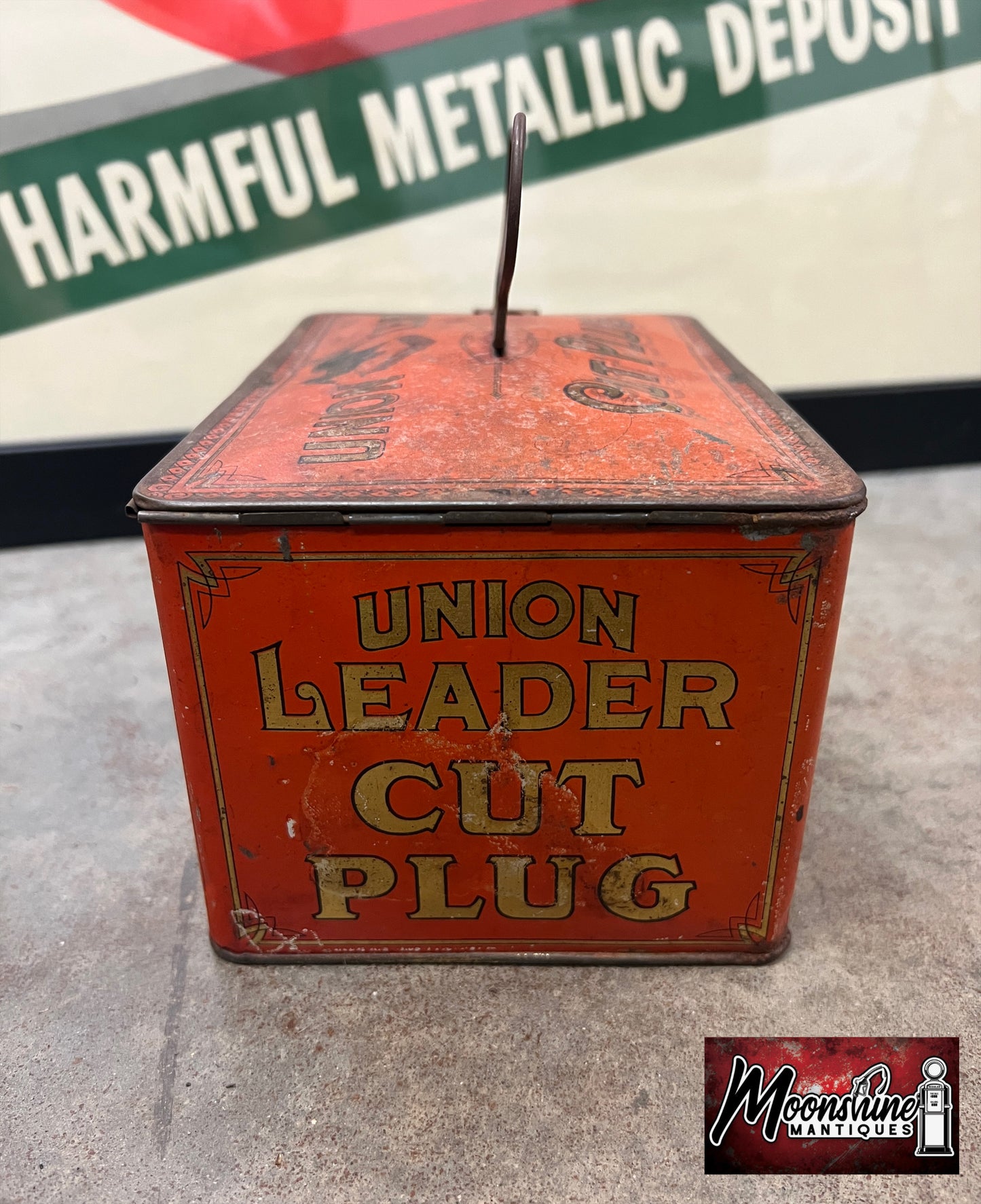 Antique UNION LEADER Smoking / Chewing Tobacco Tin - Free Shipping!