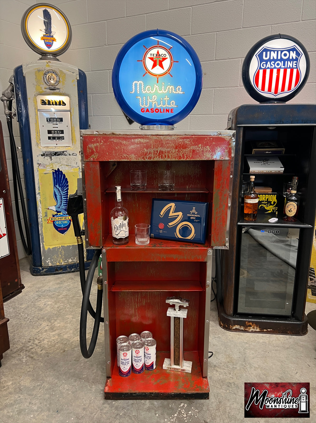 Rustoration 1960’s TEXACO MARINE Gilbarco Gas Pump w/ Shelves - Free Shipping!
