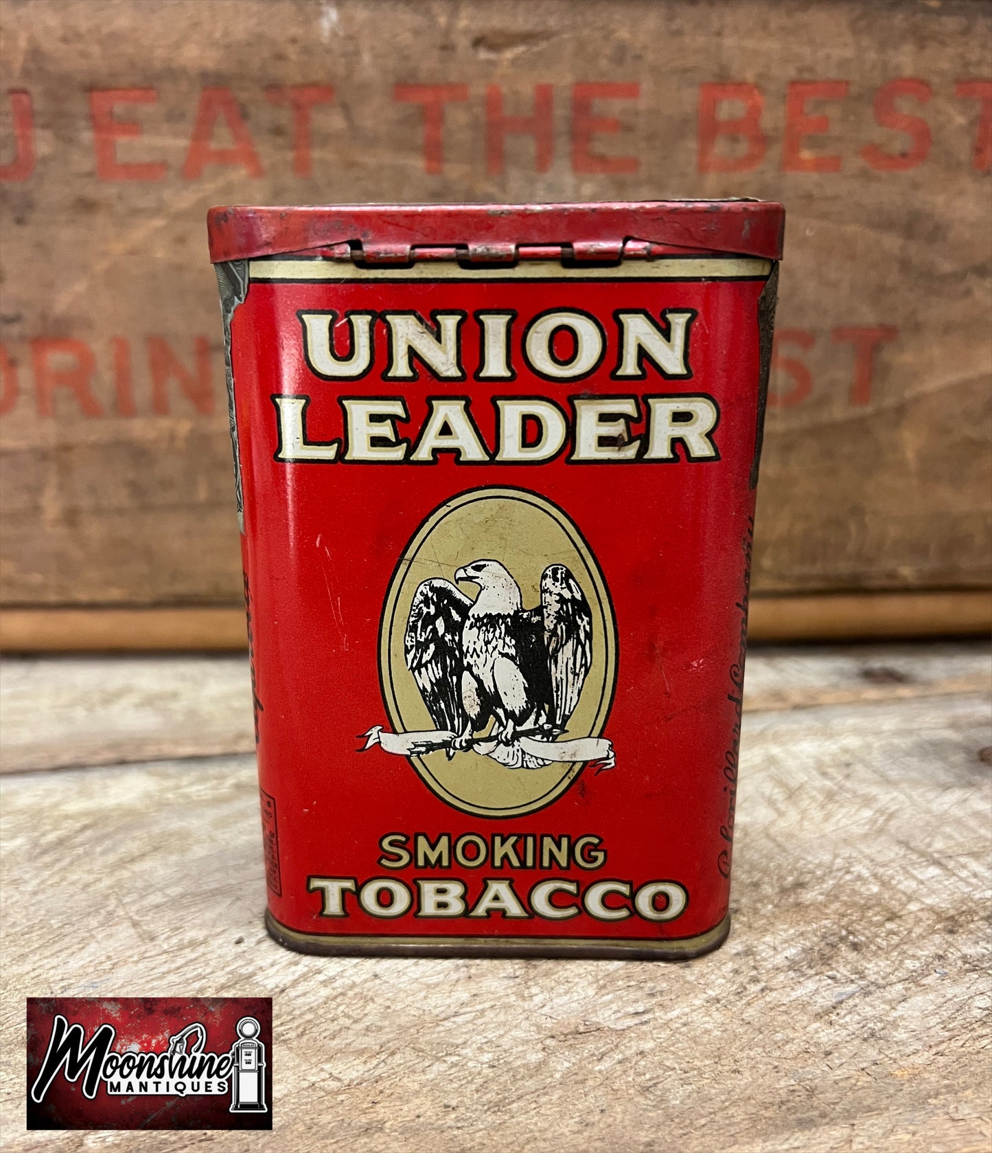 Vtg. UNION LEADER Smoking Tobacco Pocket Tin - Free Shipping!