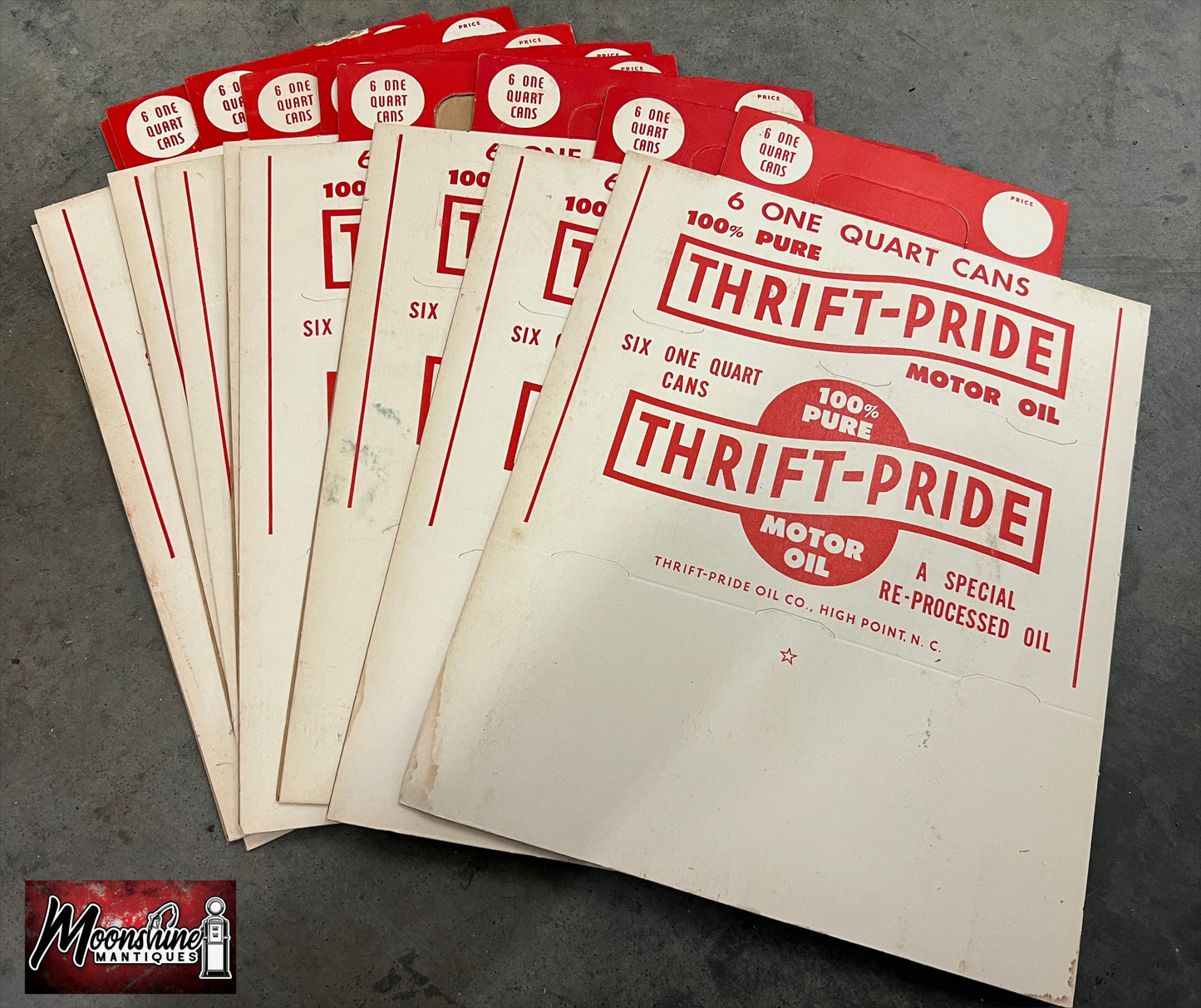 NOS - 1950’s THRIFT PRIDE Motor Oil 6 Pack Quart Can Carrier - High Point NC - Free Shipping!