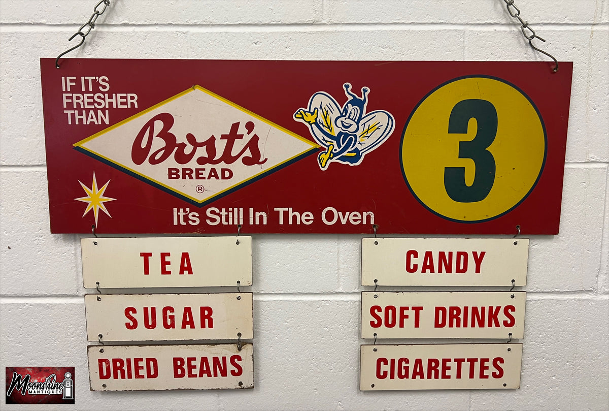 RARE - 1950's Bost's Bread Grocery Store Aisle Marker Sign - Free Shipping!