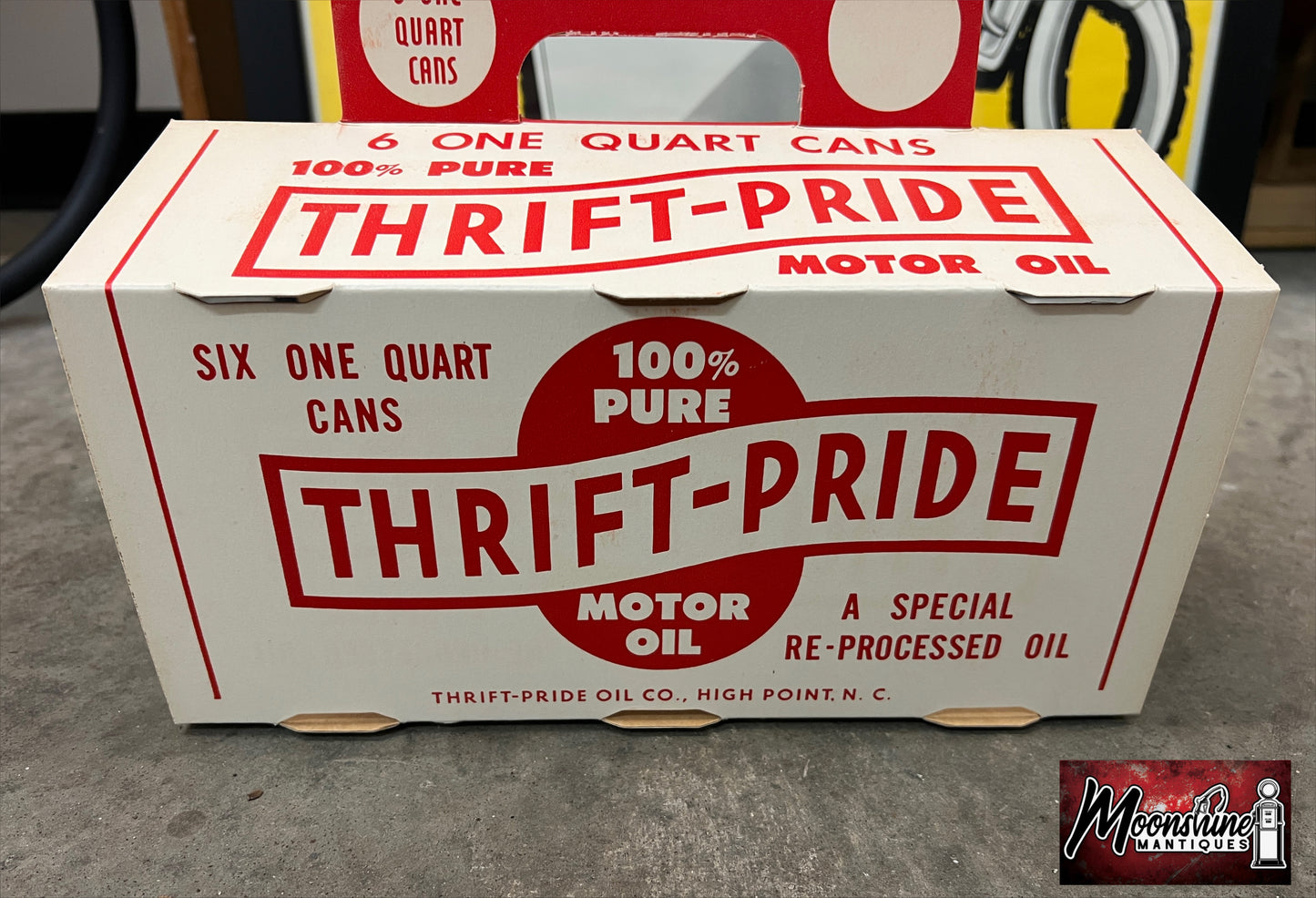 NOS - 1950’s THRIFT PRIDE Motor Oil 6 Pack Quart Can Carrier - High Point NC - Free Shipping!