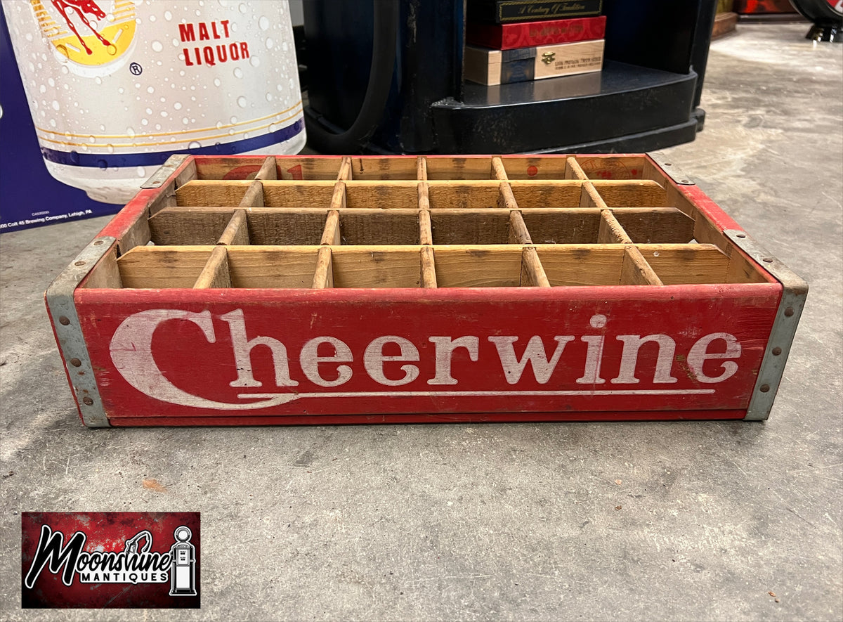 Vtg. CHEERWINE Drink Bottle Wooden Crate / Carrier - Free Shipping!