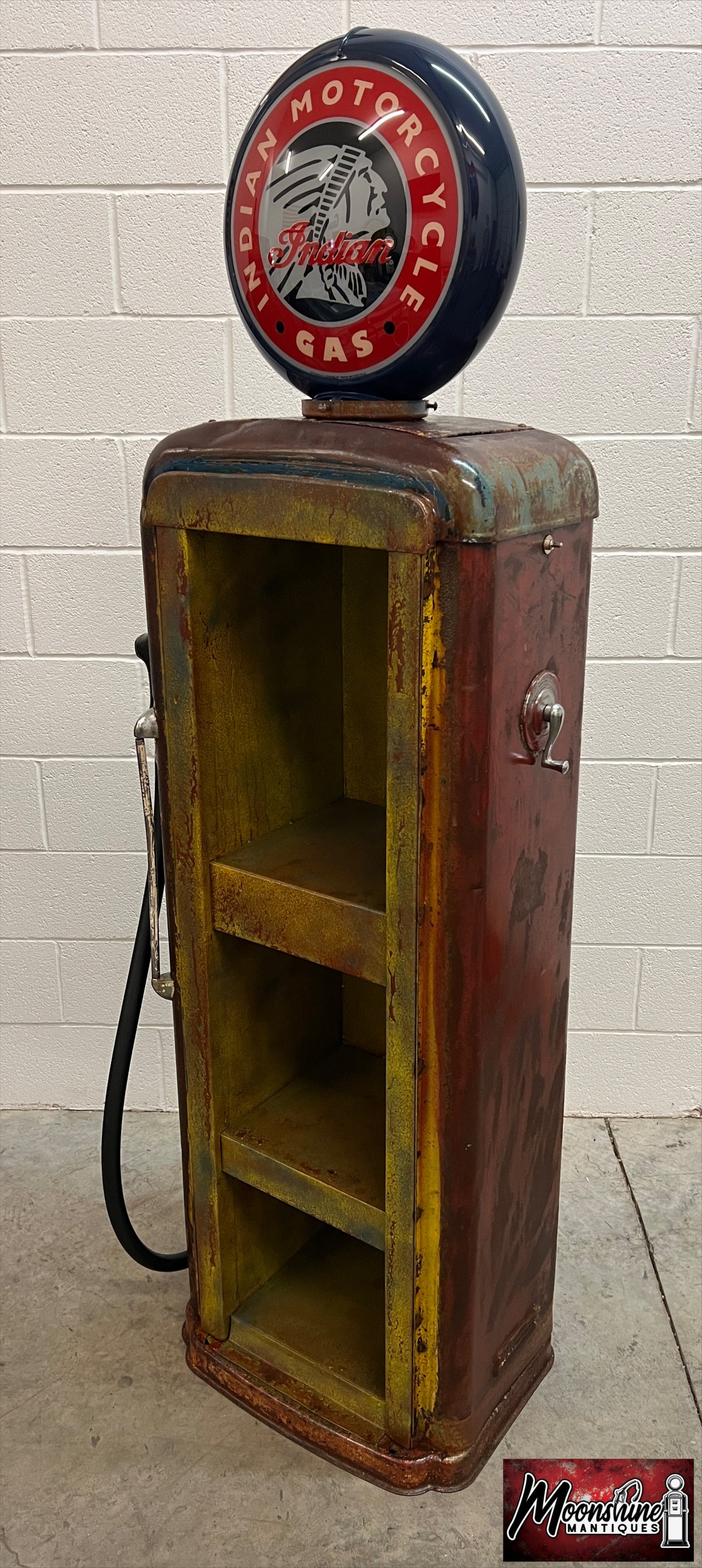 Rustoration 1940s INDIAN MOTORCYCLE Gilbarco Gas Pump w/ Shelves - Mancave Decor - Free Shipping!