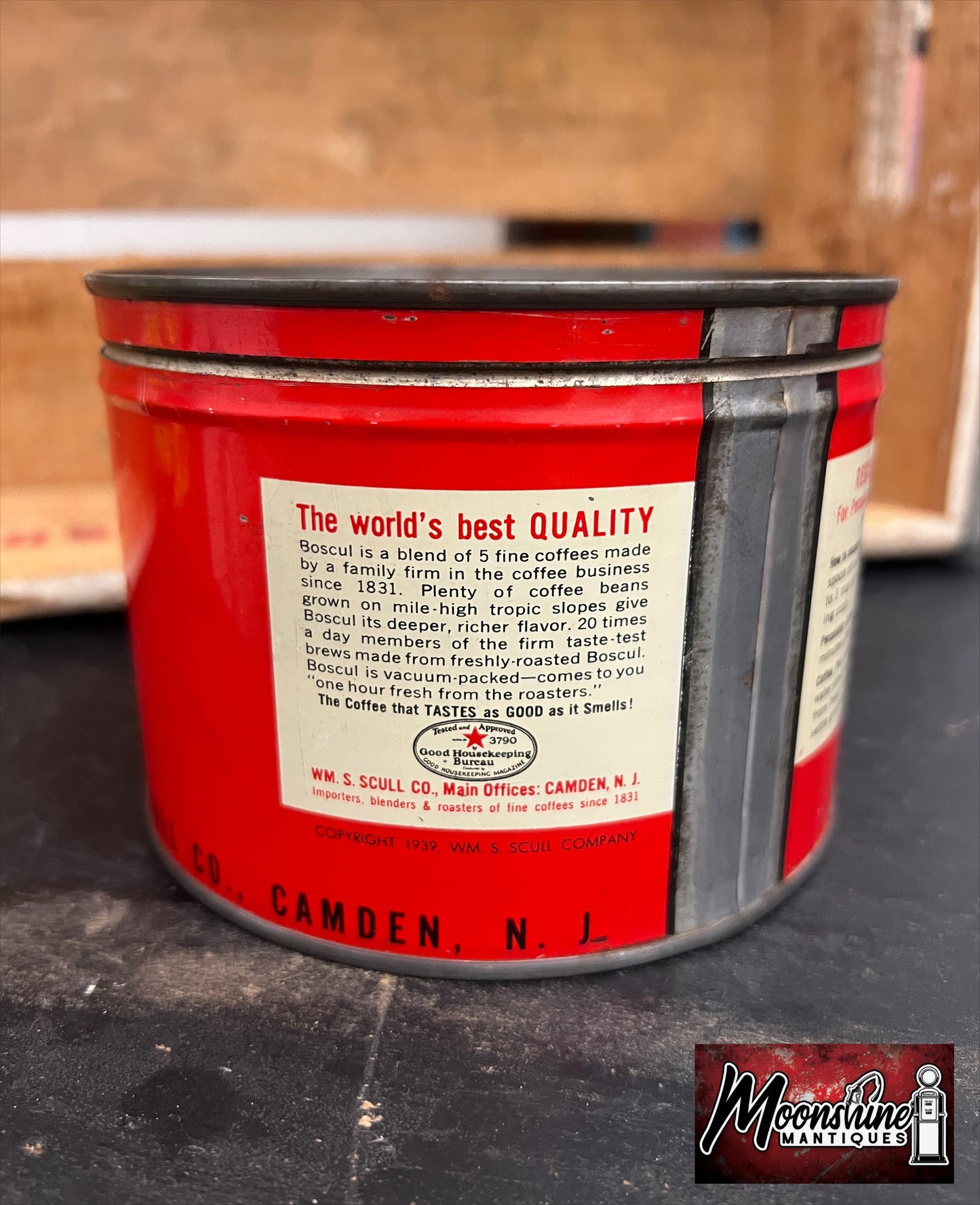Vtg. BOSCUL COFFEE Tin Can - Free Shipping!