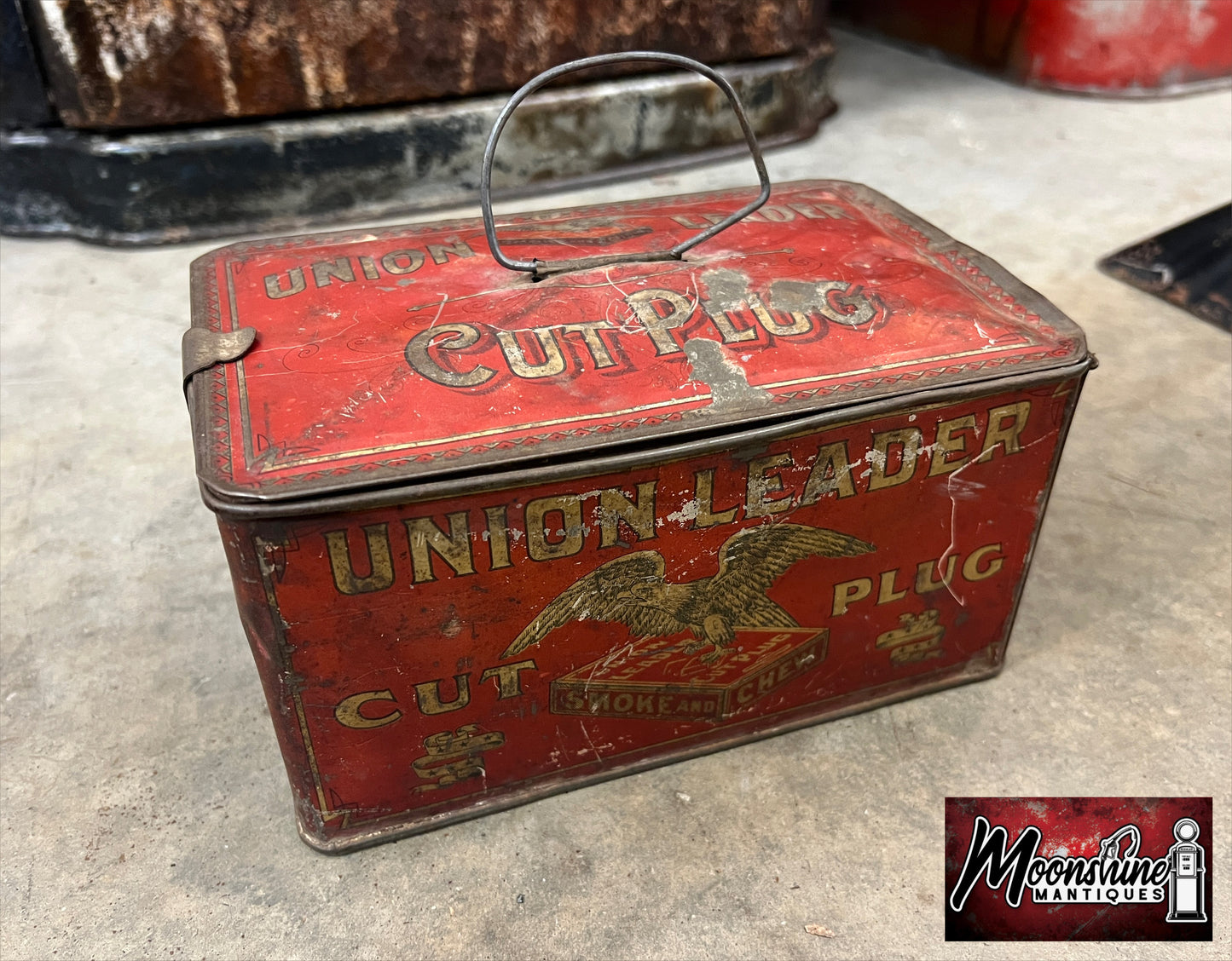Vtg. UNION LEADER Smoking / Chewing Tobacco Tin - Free Shipping!