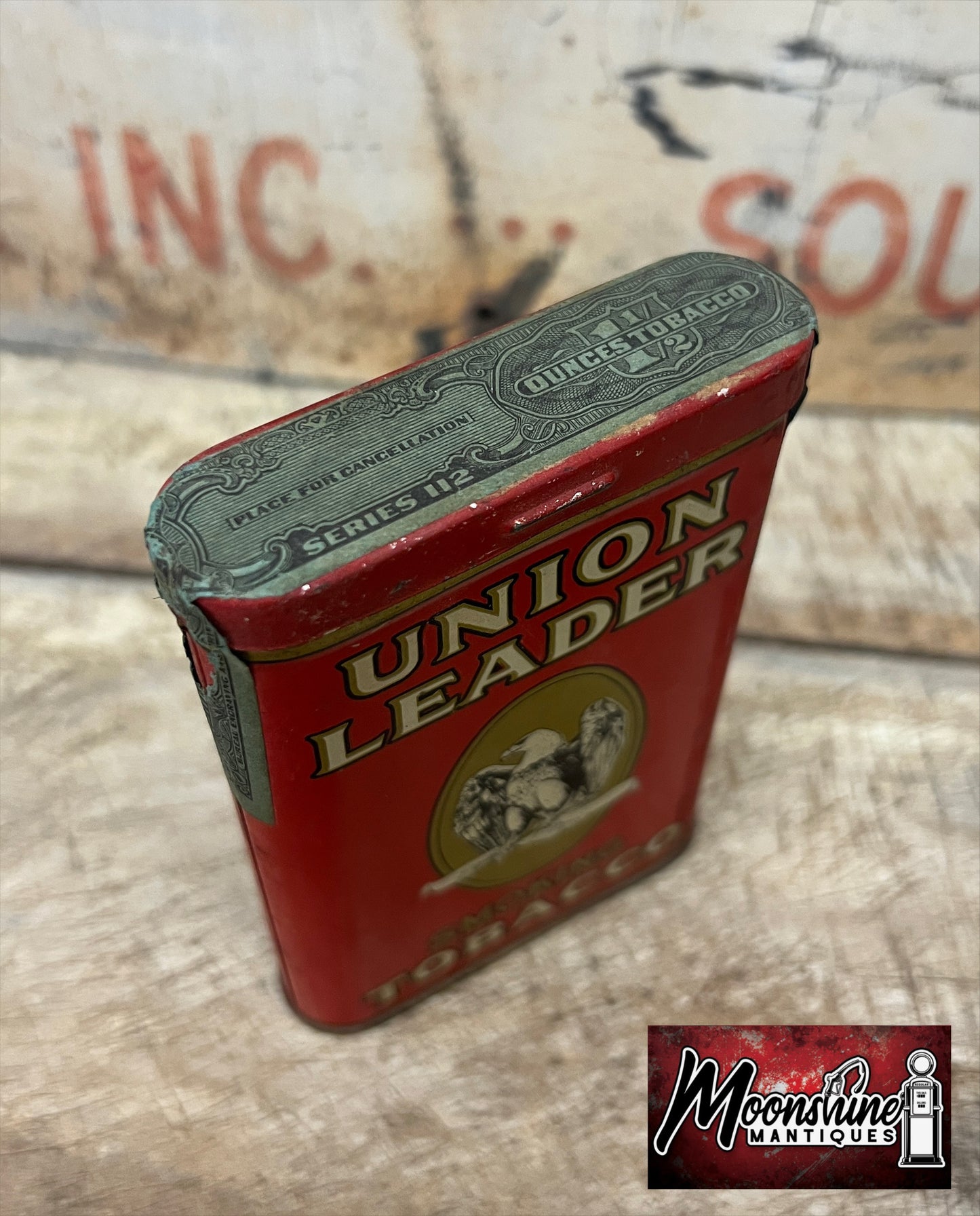 Unopened - Vtg. UNION LEADER Smoking Tobacco Pocket Tin - Free Shipping!