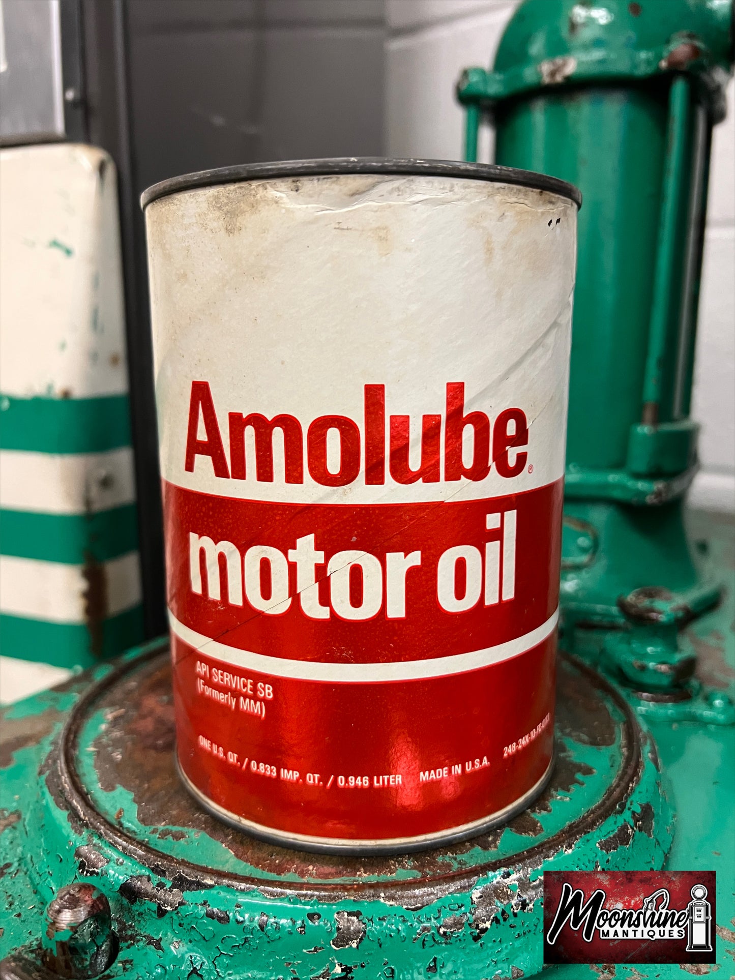 1970's AMOCO Amolube Motor Oil Can 1 qt - Free Shipping!