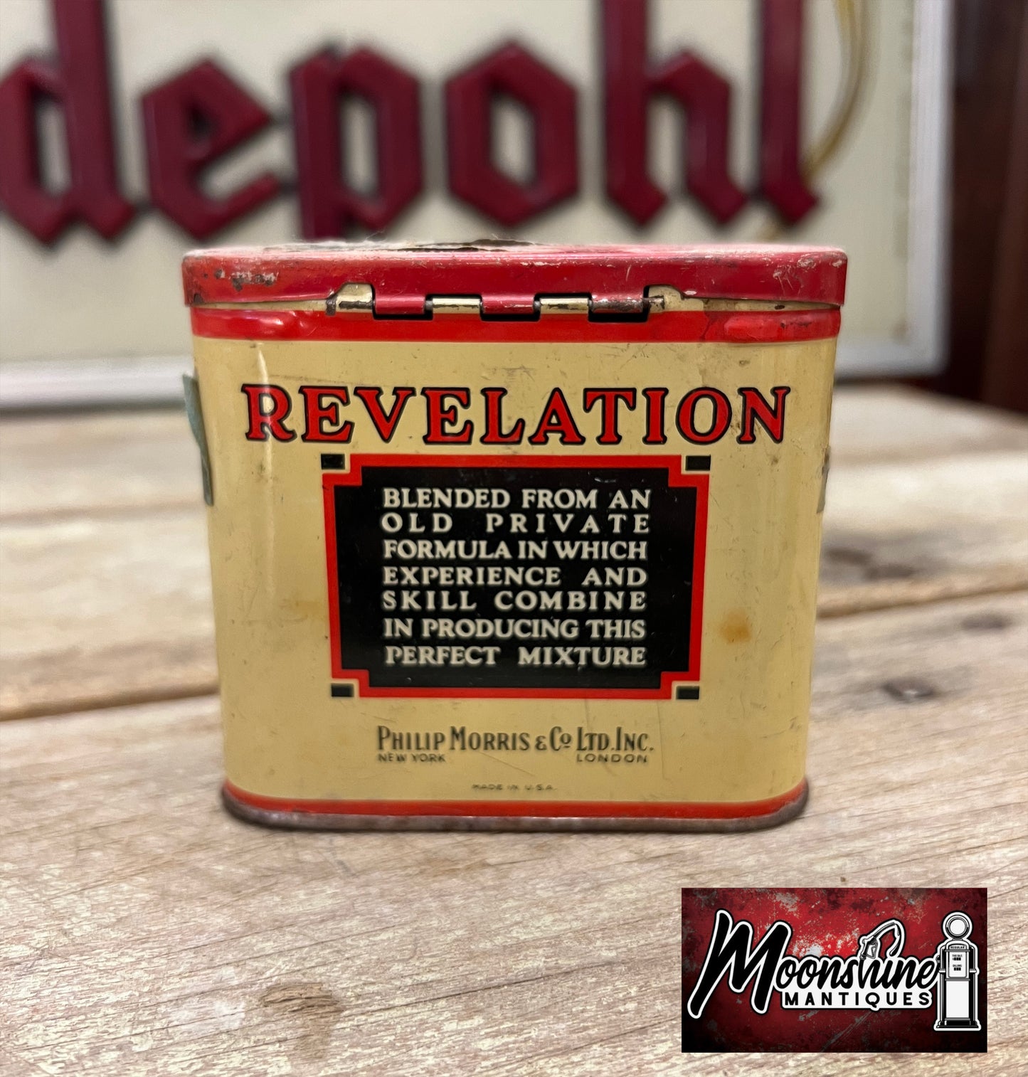 Vtg. REVELATION Pipe Tobacco Tin - Philip Morris - Free Shipping!