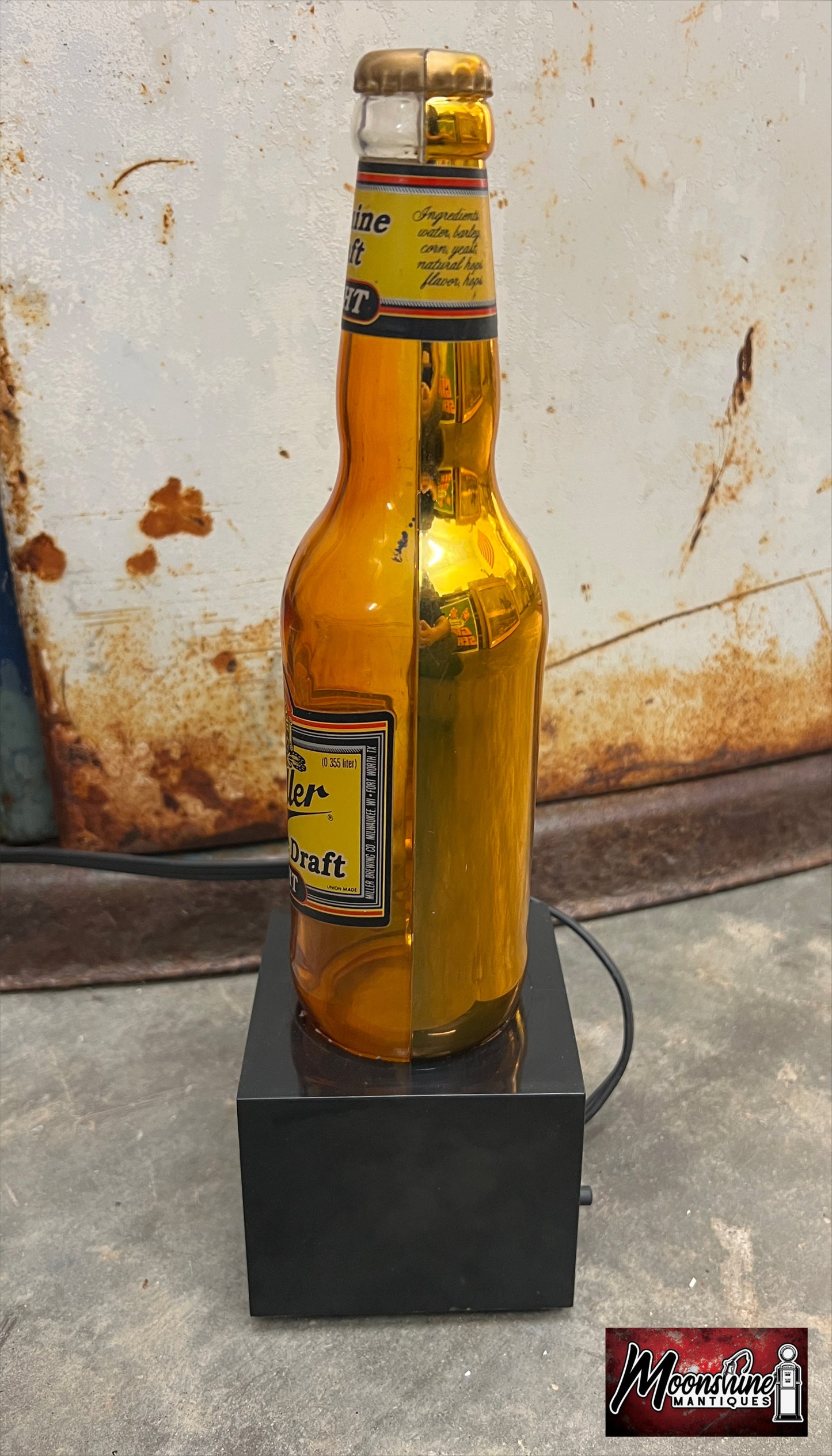 Vtg. MILLER GENUINE DRAFT Lighted Advertising Beer Bottle Sign - Free Shipping!