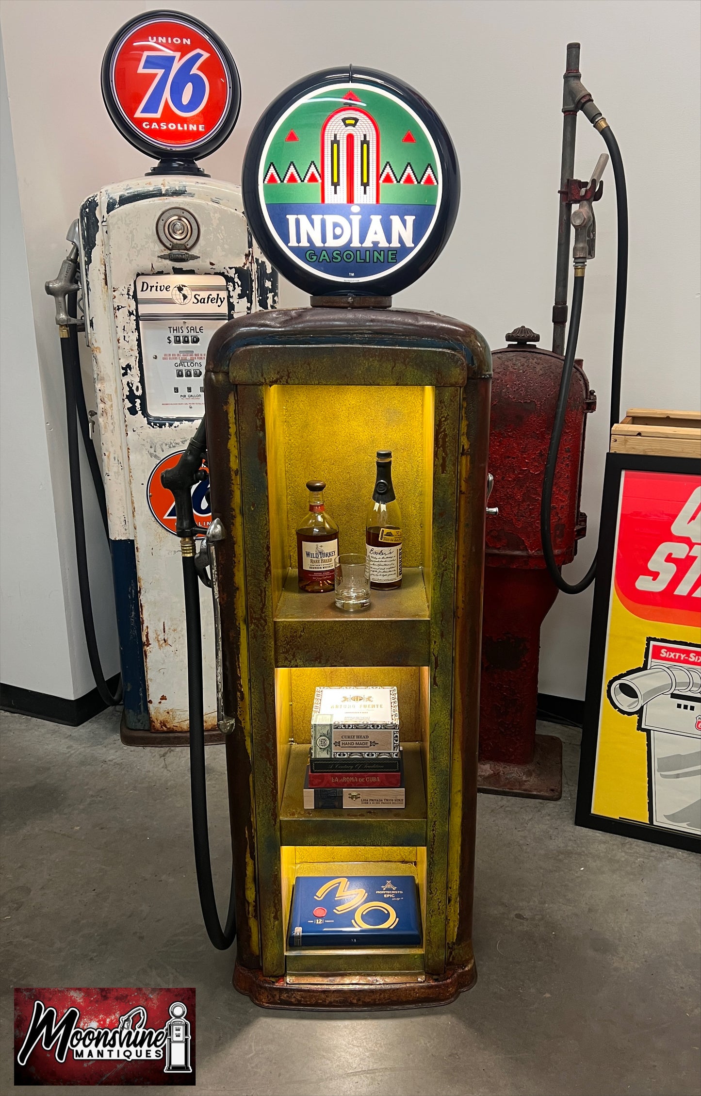 Rustoration 1940’s INDIAN GASOLINE Gilbarco Gas Pump w/ Shelves - Mancave Decor - Free Shipping!