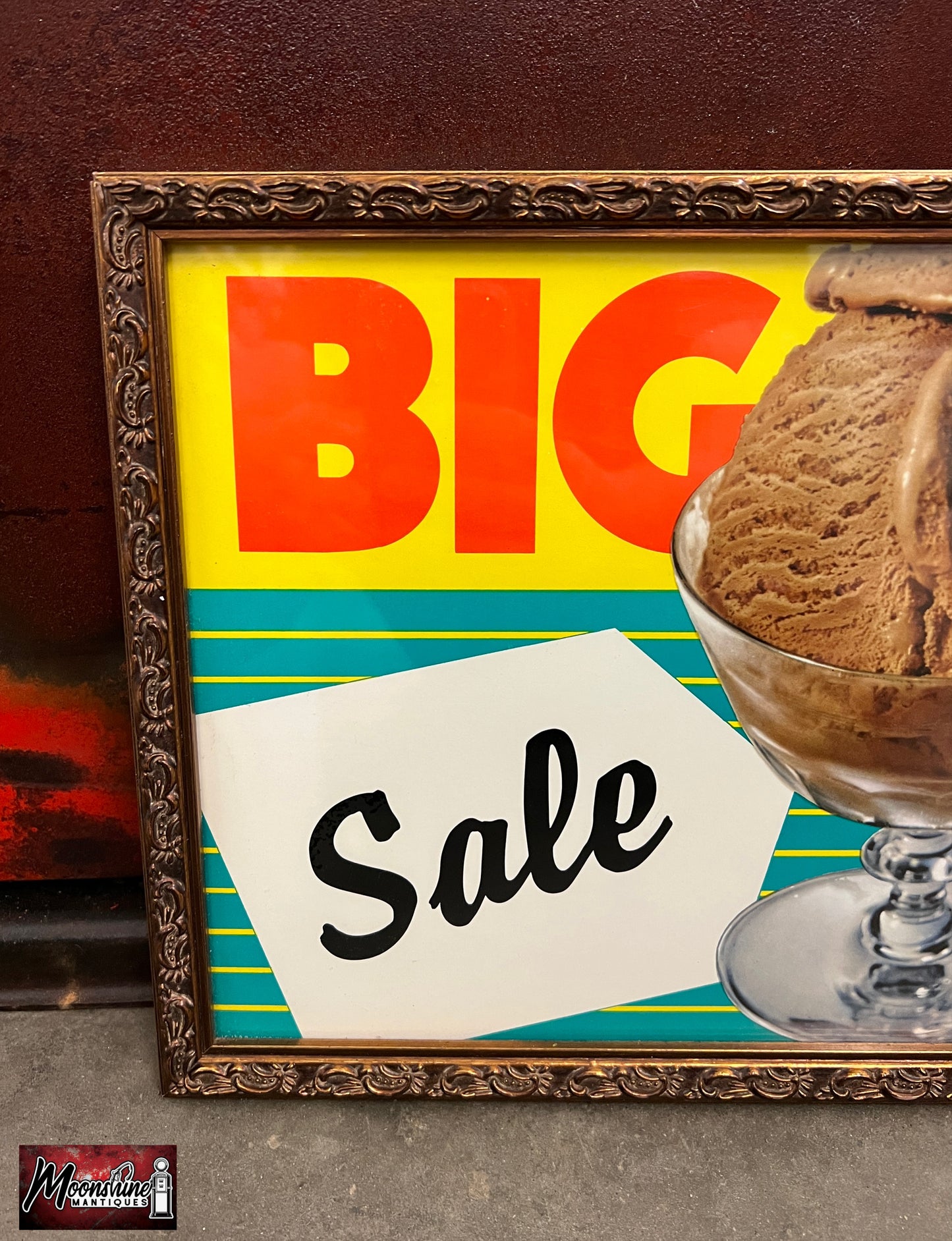 1950's Grocery Store ICE CREAM Framed Paper Sign - Free Shipping!