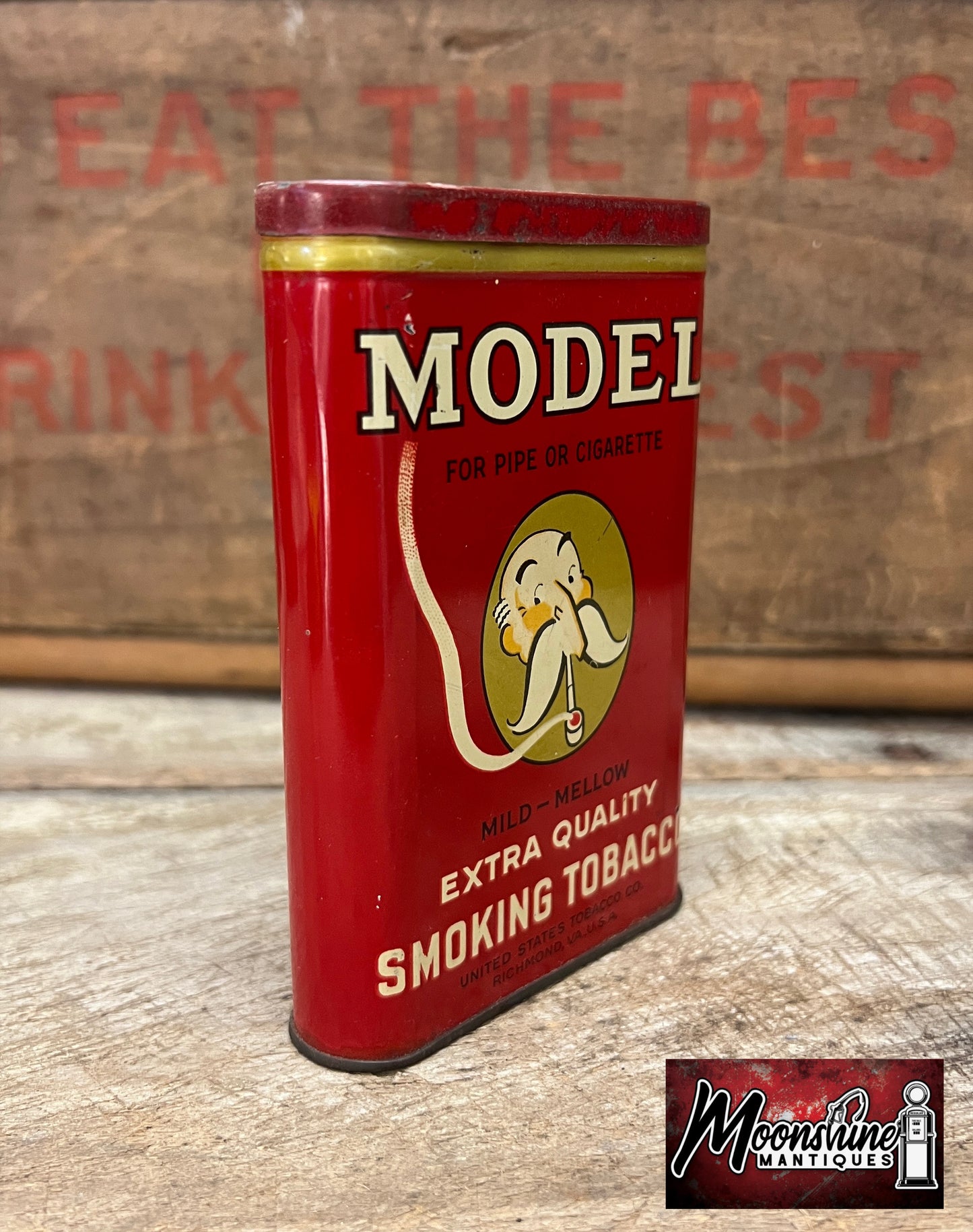 Vtg. MODEL Smoking Tobacco Pocket Tin - Free Shipping!