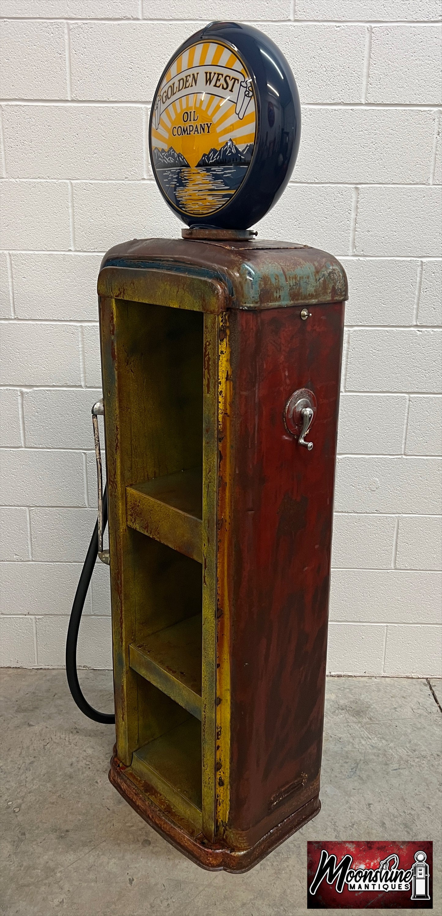 Rustoration 1940’s GOLDEN WEST Gilbarco Gas Pump w/ Shelves - Mancave Decor - Free Shipping