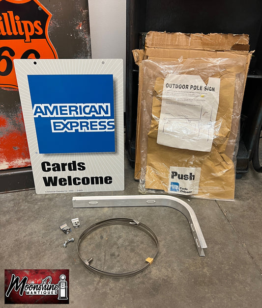 NOS - Vtg. AMERICAN EXPRESS Sign w/ Hanging Bracket - Free Shipping!