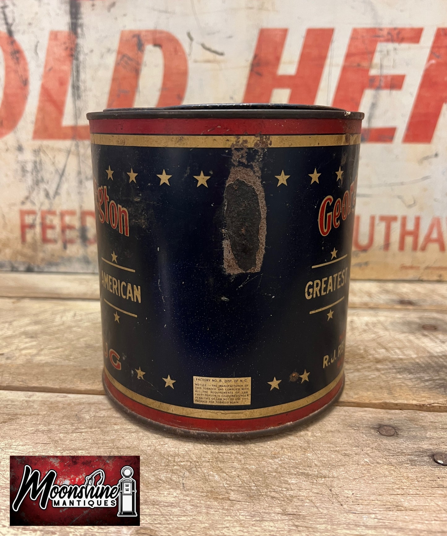 Vtg. George Washington R.J. REYNOLDS Tobacco Tin - Free Shipping!