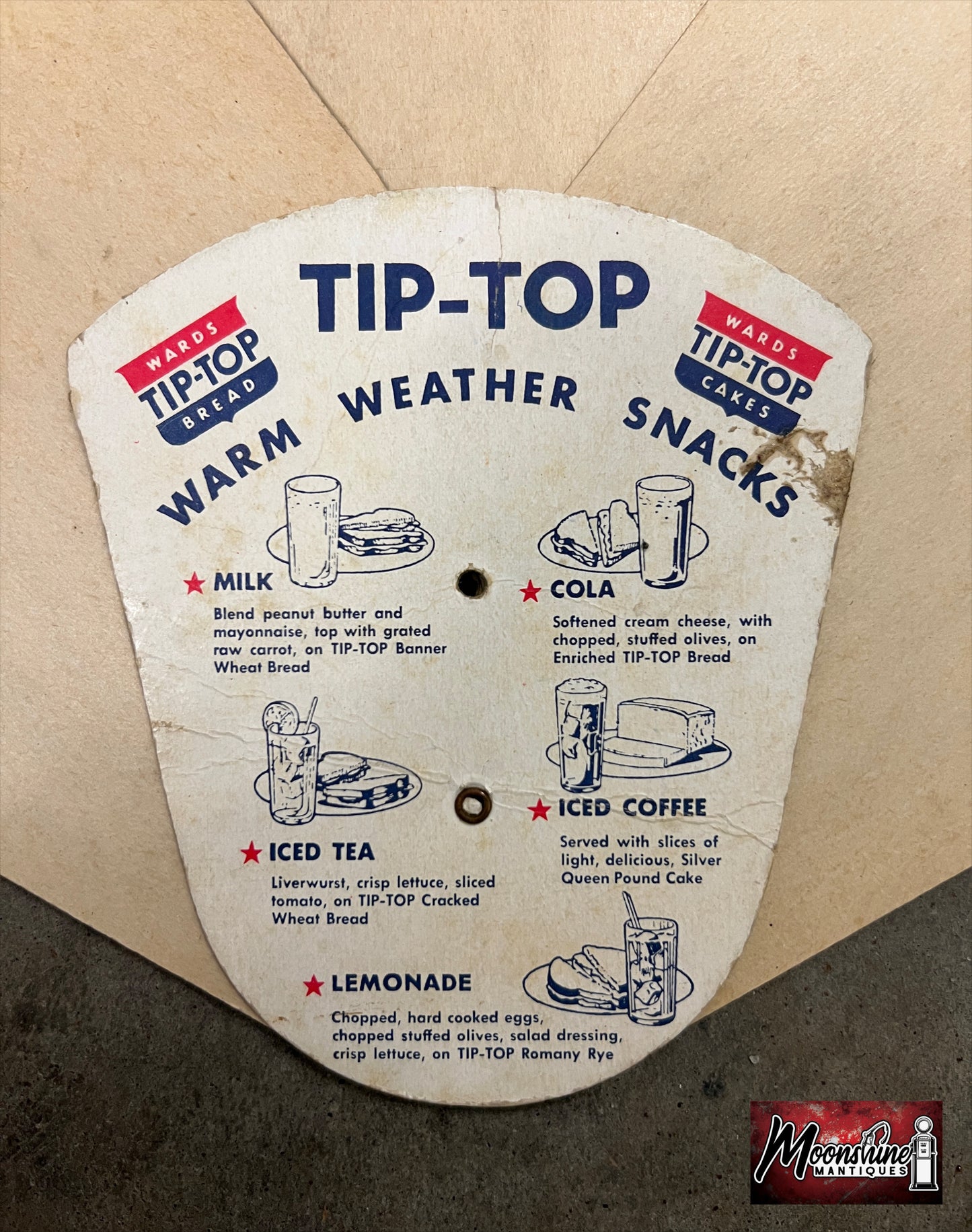 Vtg. Ward's TIP TOP BREAD Fold Out Hand Held Advertising Fan - Free Shipping!