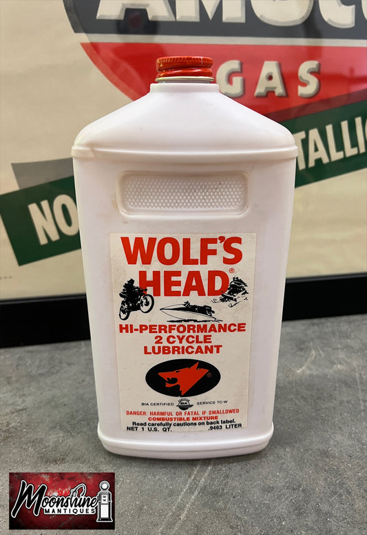 1960’s WOLF'S HEAD 2 Cycle Oil Bottle - Gas & Oil - Free Shipping!