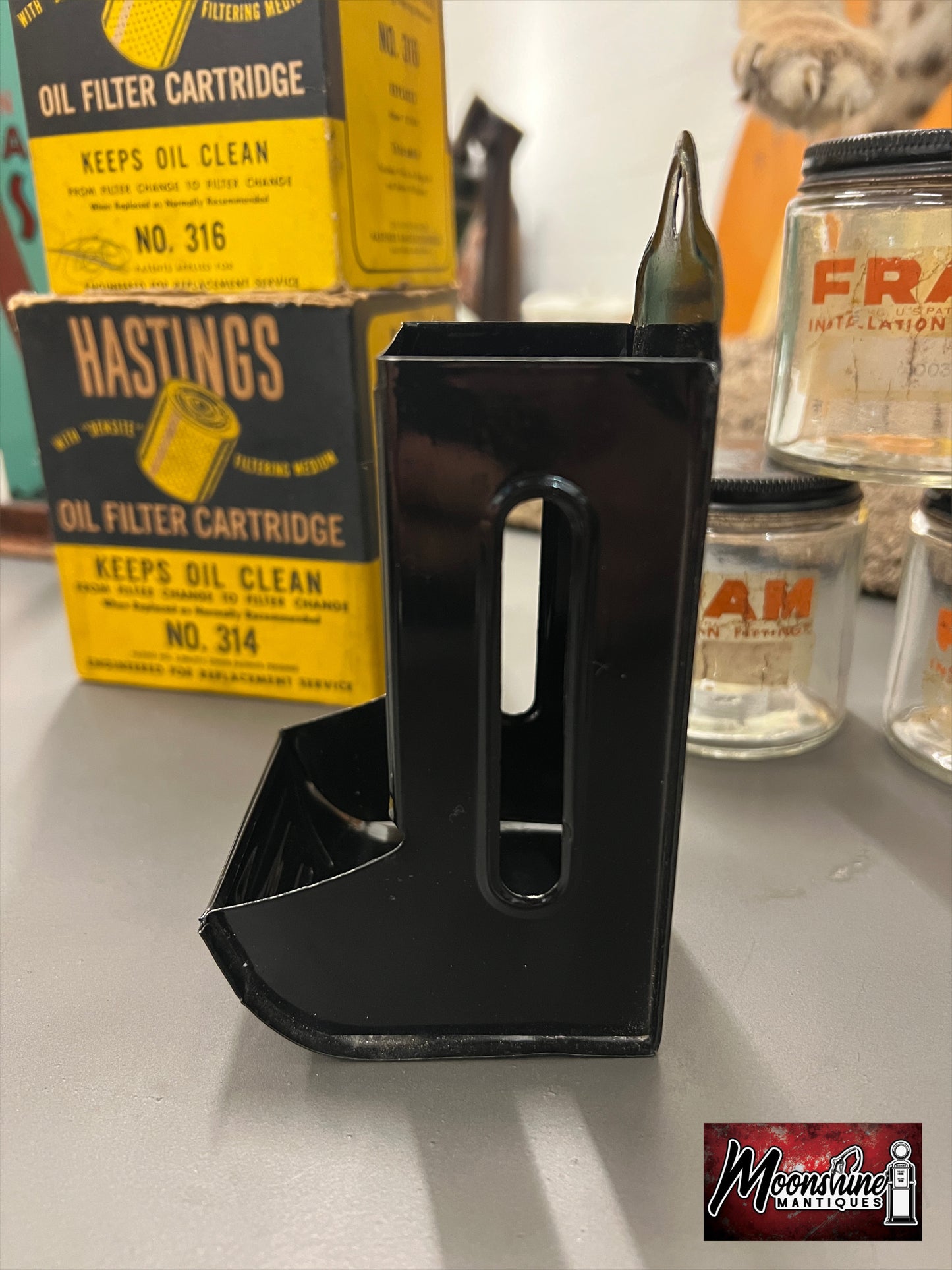 Vtg. LEHMAN HARDWARE Kidron Ohio Tin Litho Match Holder - Free Shipping!