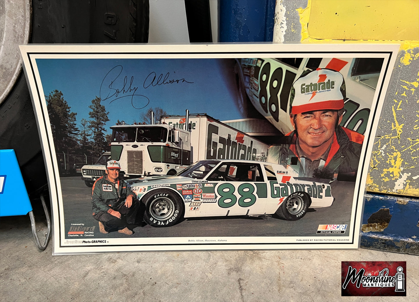 1980’s SportStar Photo Graphics NASCAR Bobby Allison Gatorade Poster / Placemat - Free Shipping!