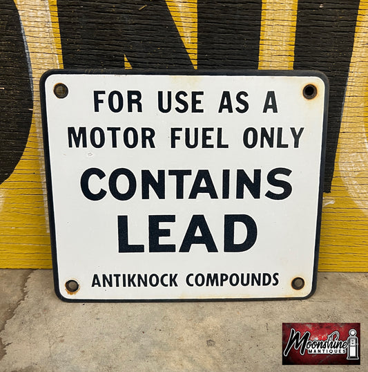 Original  1950's CONTAINS LEAD Porcelain Gas Pump Sign - Free Shipping!