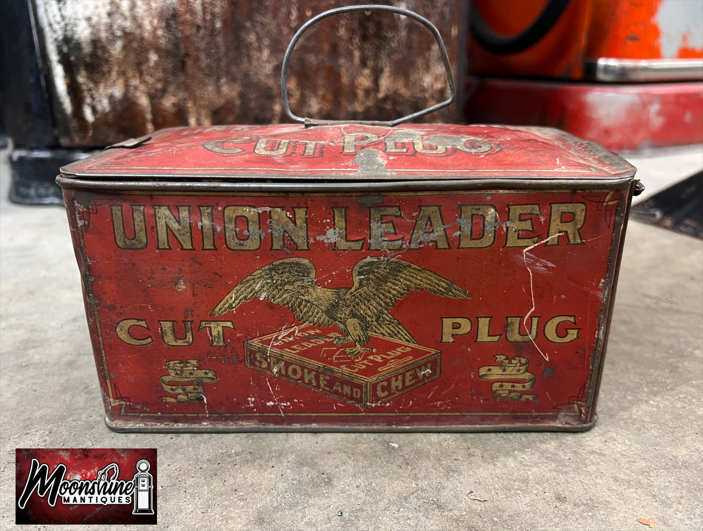 Vtg. UNION LEADER Smoking / Chewing Tobacco Tin - Free Shipping!