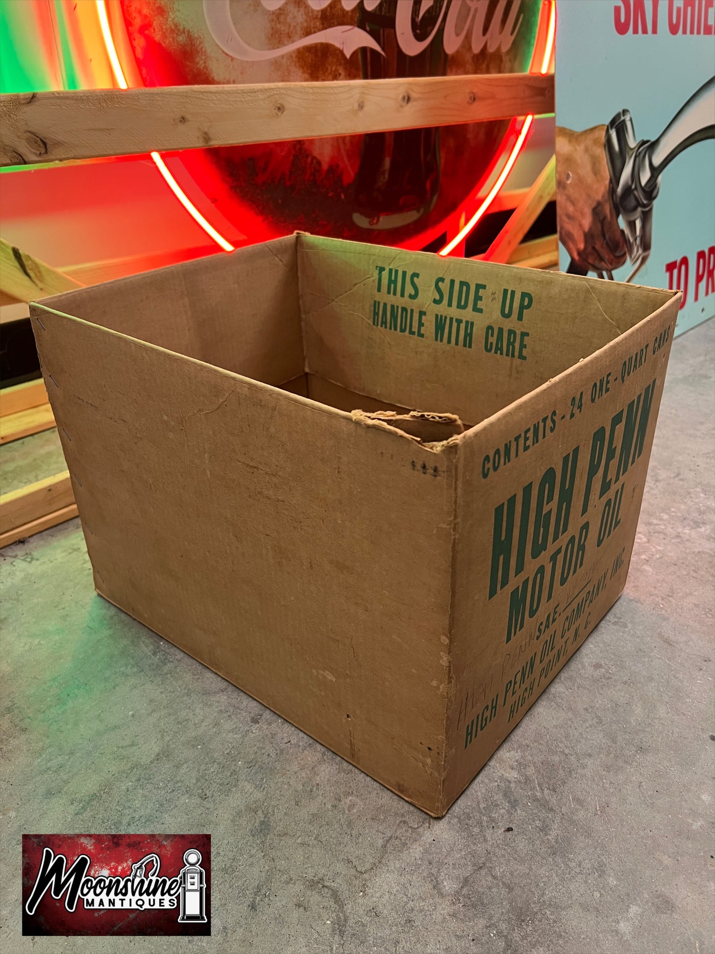 RARE - Vtg. 1960's HIGH PENN Motor Oil Can Case Box - Gas & Oil - Free Shipping!