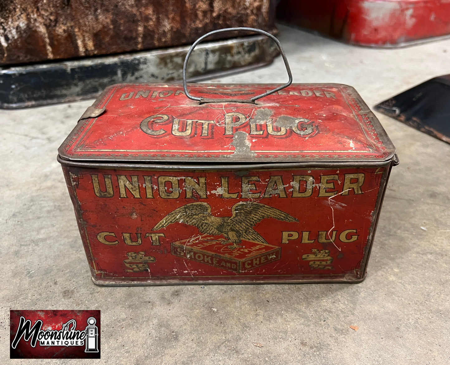Vtg. UNION LEADER Smoking / Chewing Tobacco Tin - Free Shipping!