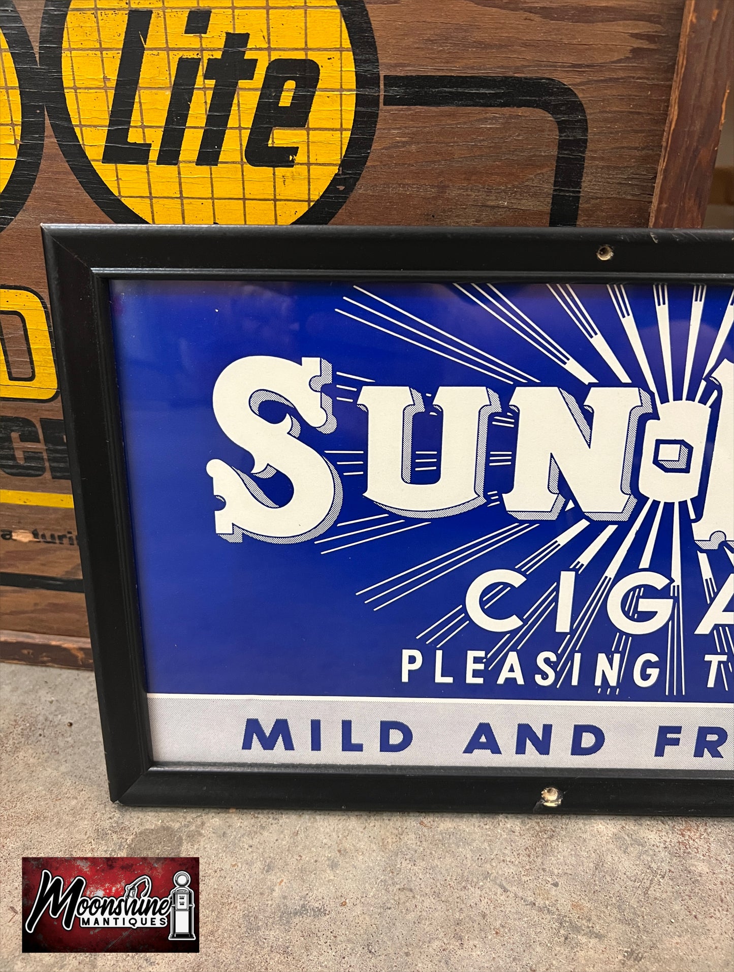 Vtg. SUN RAY CIGAR Framed Paper Sign - Free Shipping!