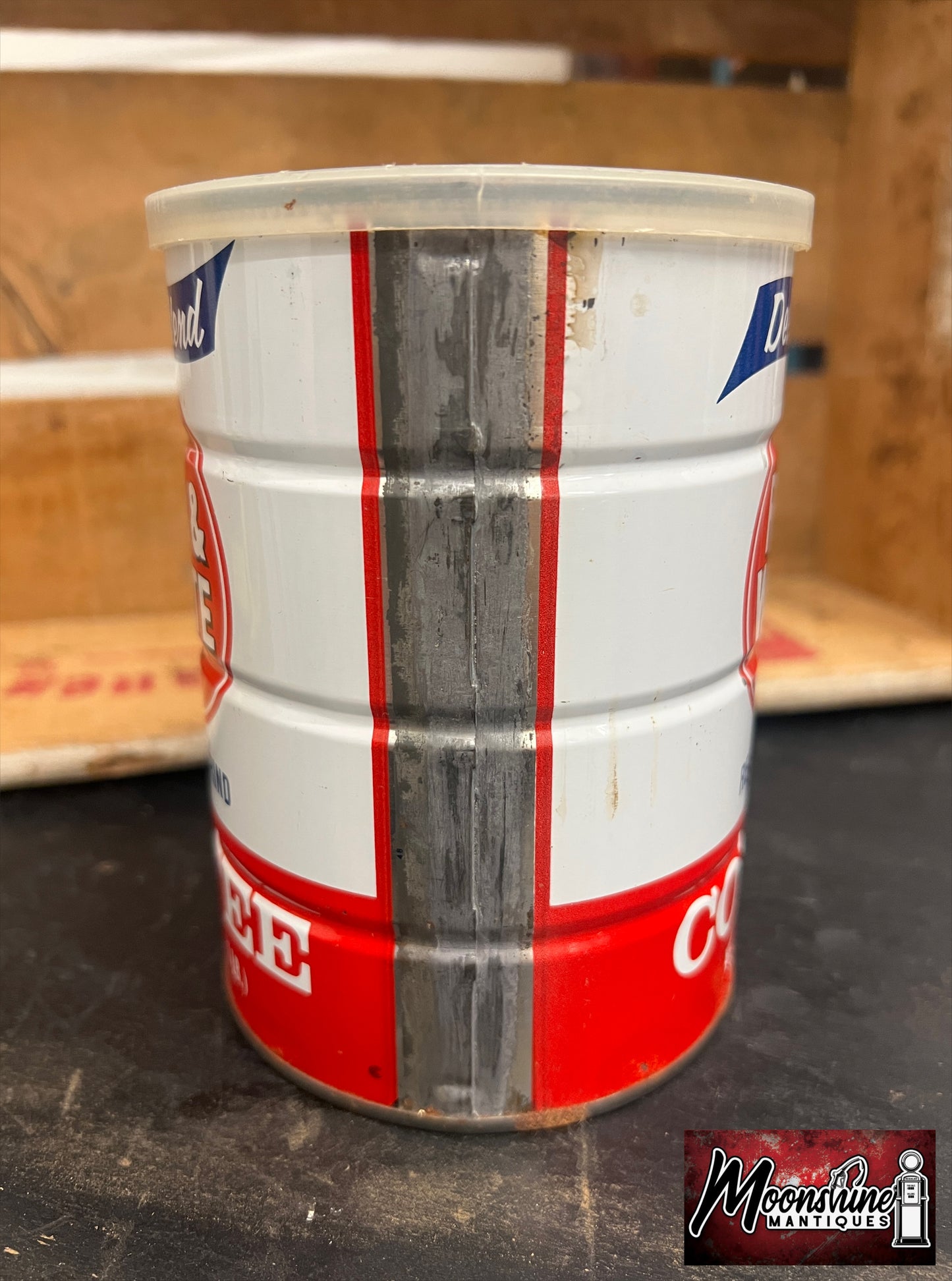 Vtg. RED & WHITE COFFEE Tin Can - Free Shipping!