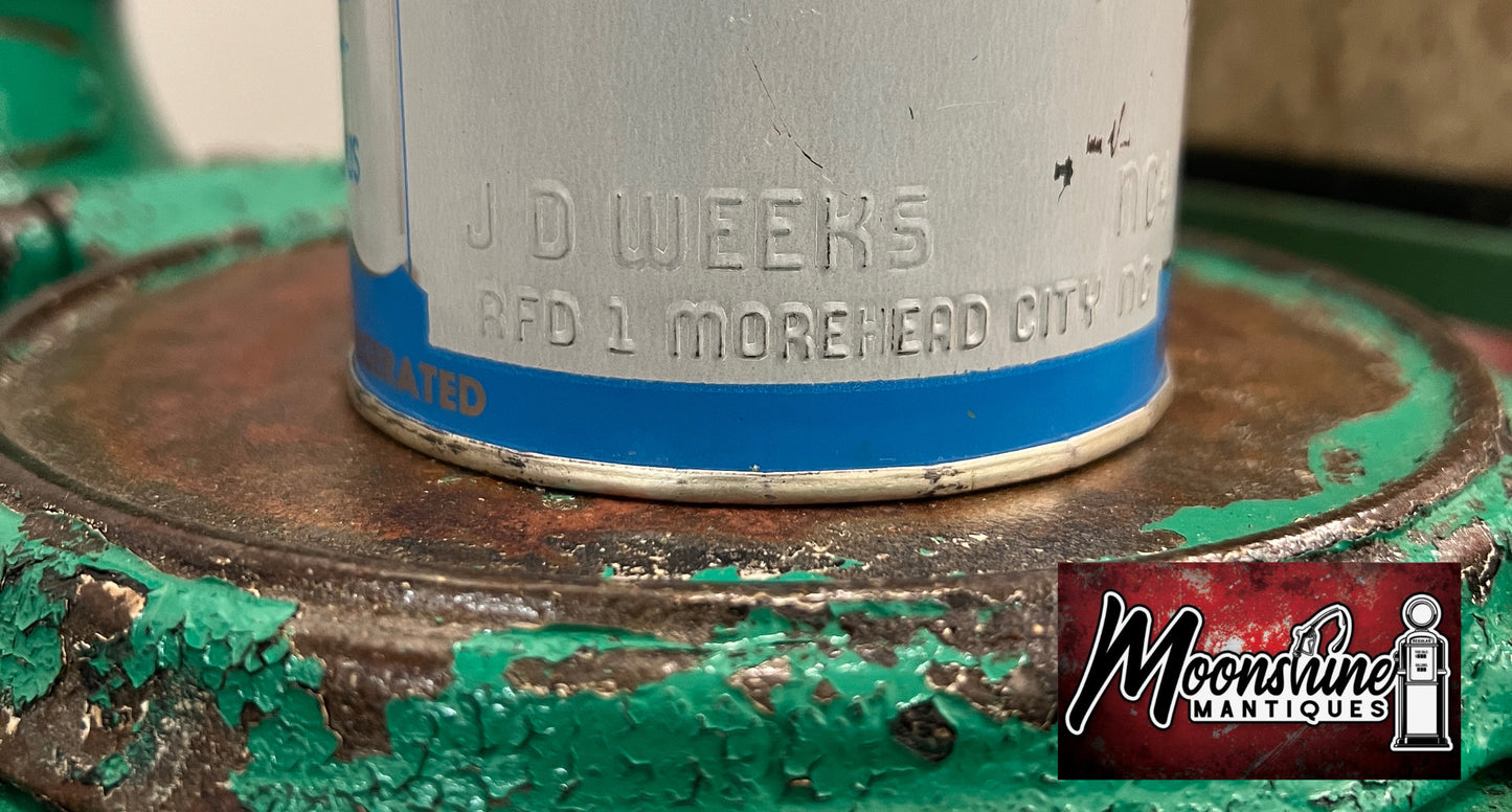 Vtg. OYSTERS Tin - J.D. Weeks / Morehead City, NC - Free Shipping!