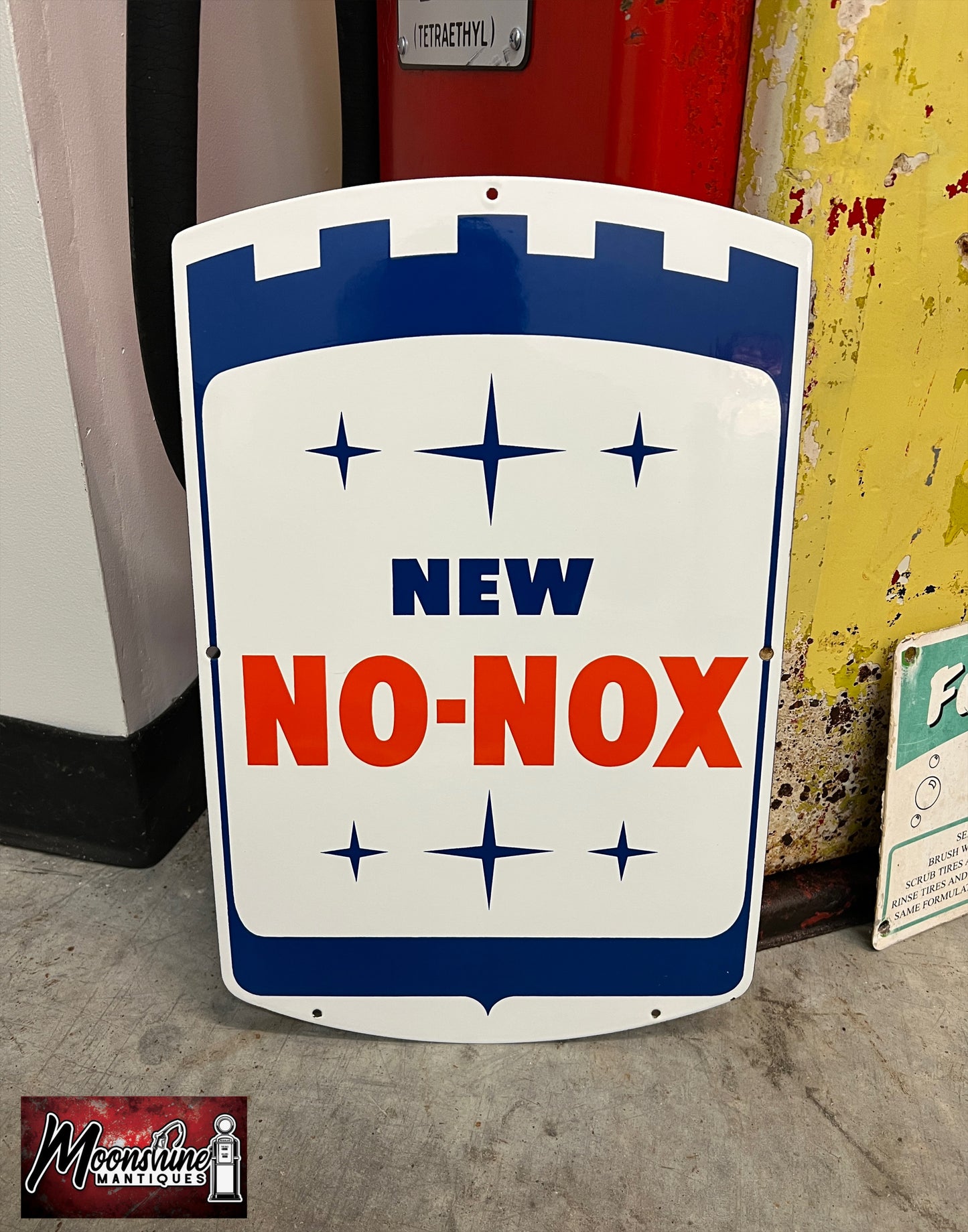 NOS Original 1960’s GULF NO-NOX Porcelain Gas Pump Plate Sign - Free Shipping!