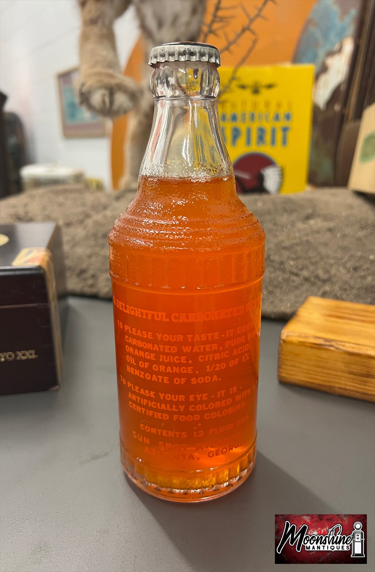 Vtg. SUN SPOT Orange Soda Bottle - Atlanta GA 1938 ACL - Free Shipping!