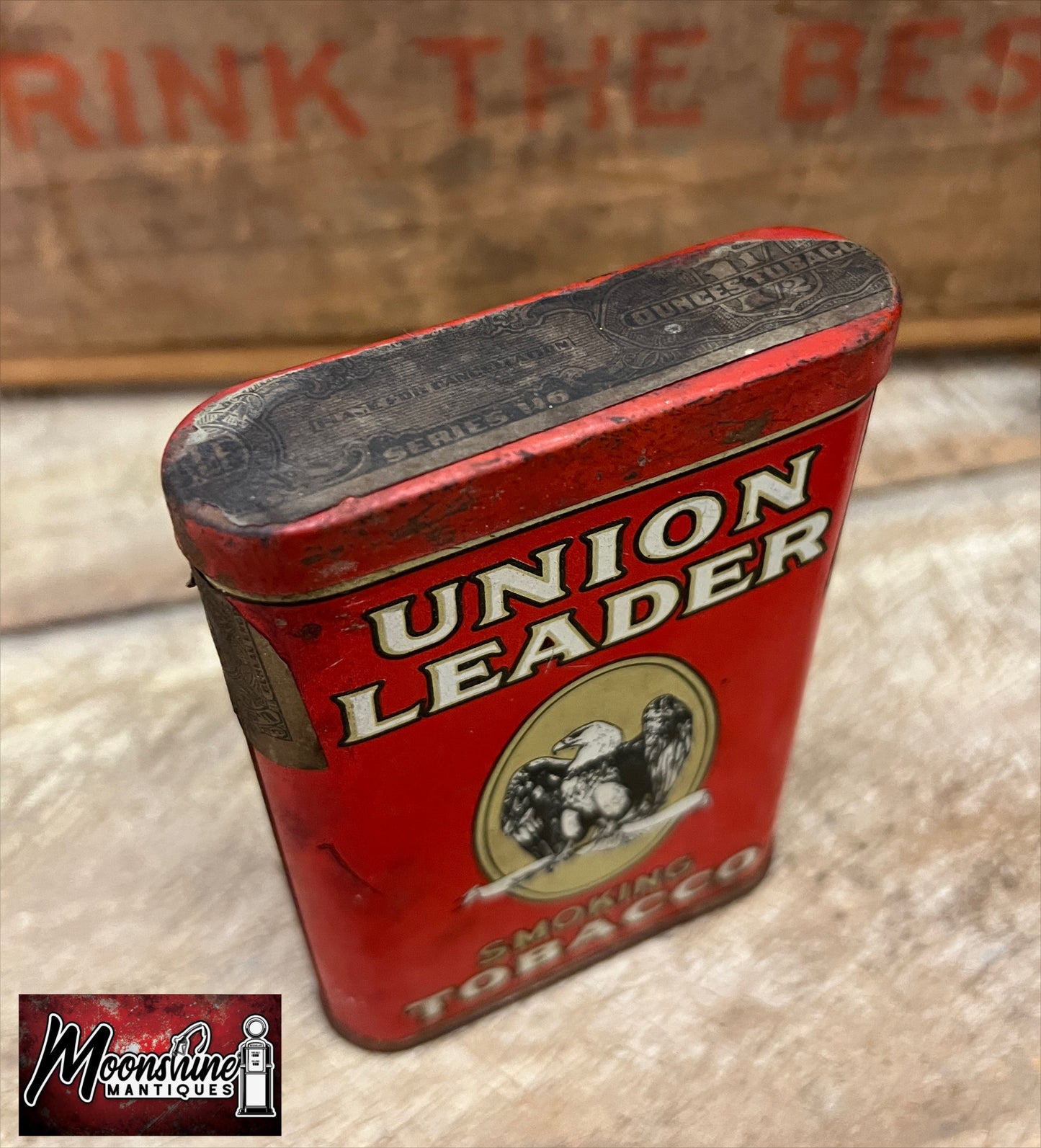 Vtg. UNION LEADER Smoking Tobacco Pocket Tin - Free Shipping!